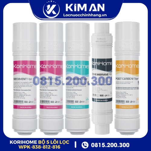 Bộ Lõi Lọc Nước Korihome WPK-838, WPK-816, WPK-812
