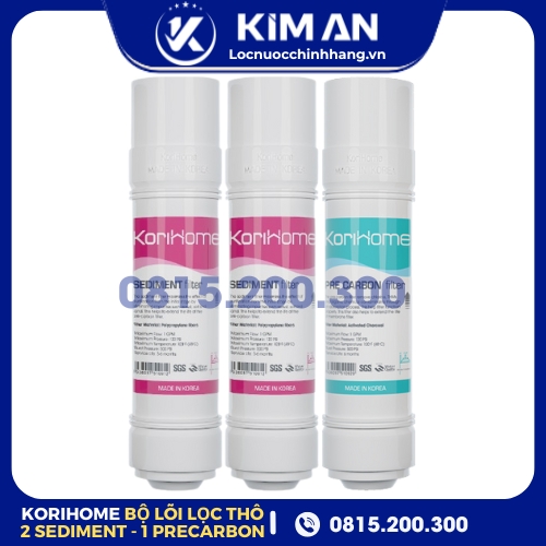 Bộ Lõi Lọc Thô 123 Korihome (2 Sediment - 1 Precarbon)