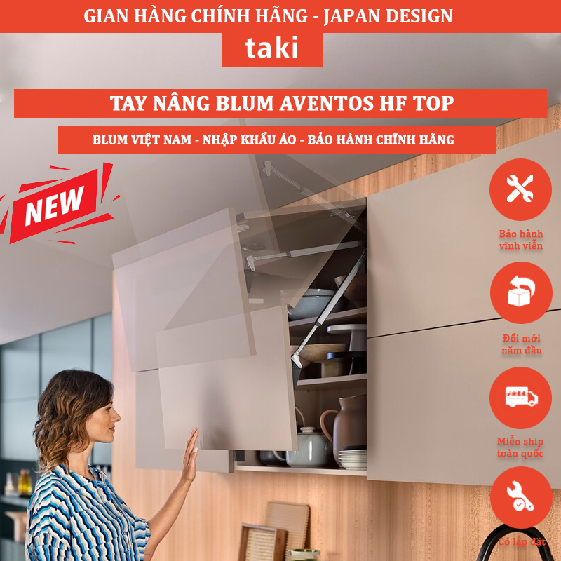 Tay Nâng Cánh Tủ BLUM AVENTOS HF TOP, Hàng Nhập Áo, Bảo Hành Chính Hãng