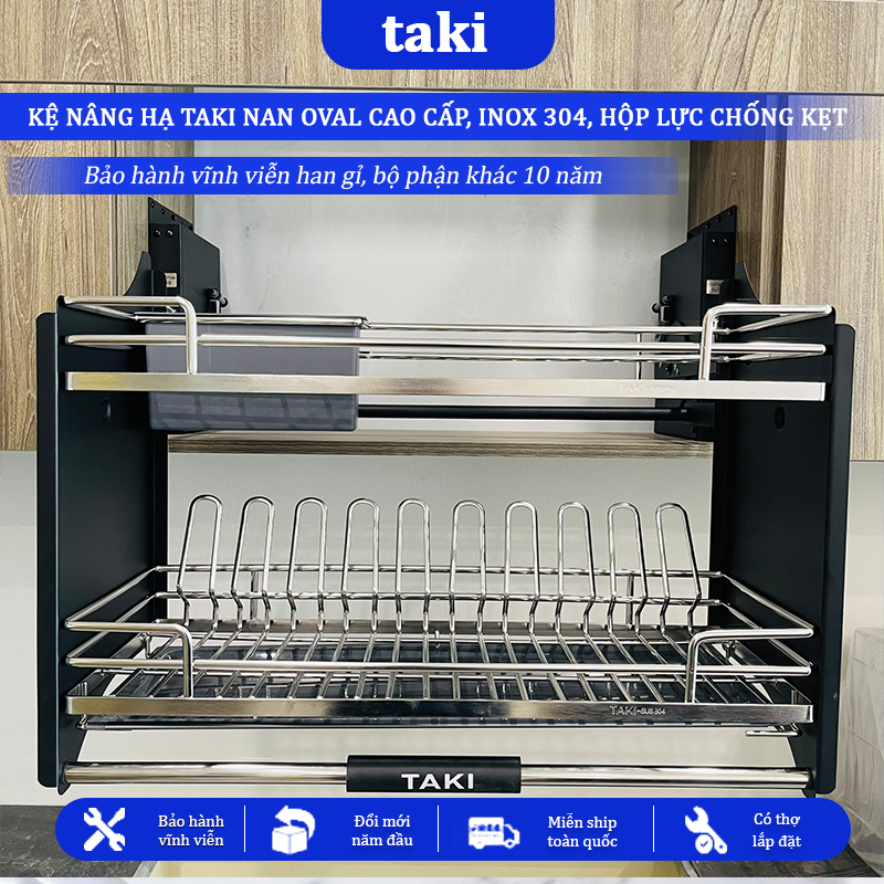 Giá Bát Nâng Hạ TAKI Nan OVAL NEW 2025, Bảo Hành Hộp Lực 10 Năm, INOX Vĩnh Viễn Han Gỉ - Có Thợ Lắp