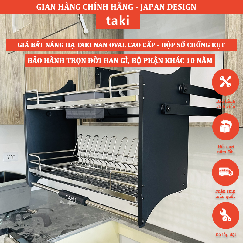 Giá Bát Nâng Hạ TAKI Nan OVAL NEW 2025, Bảo Hành Hộp Lực 10 Năm, INOX Vĩnh Viễn Han Gỉ - Có Thợ Lắp
