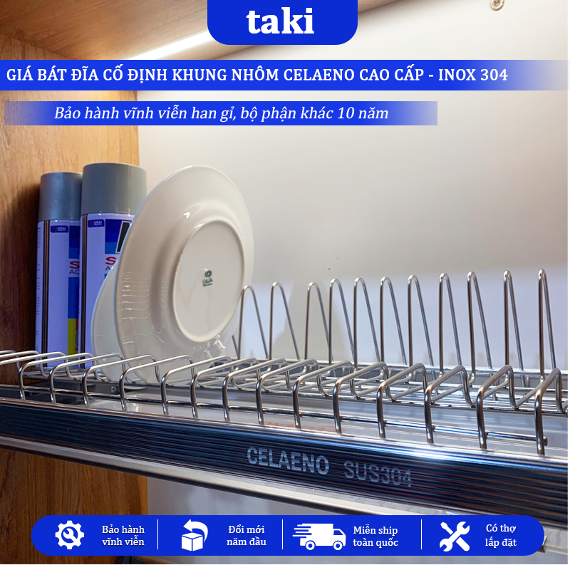 Giá Bát Tủ Bếp Cố Định CELAENO CAO CẤP, 2&3 Tầng, Khung Nhôm, INOX 304, Bảo Hành Vĩnh Viễn, Có Thợ Lắp
