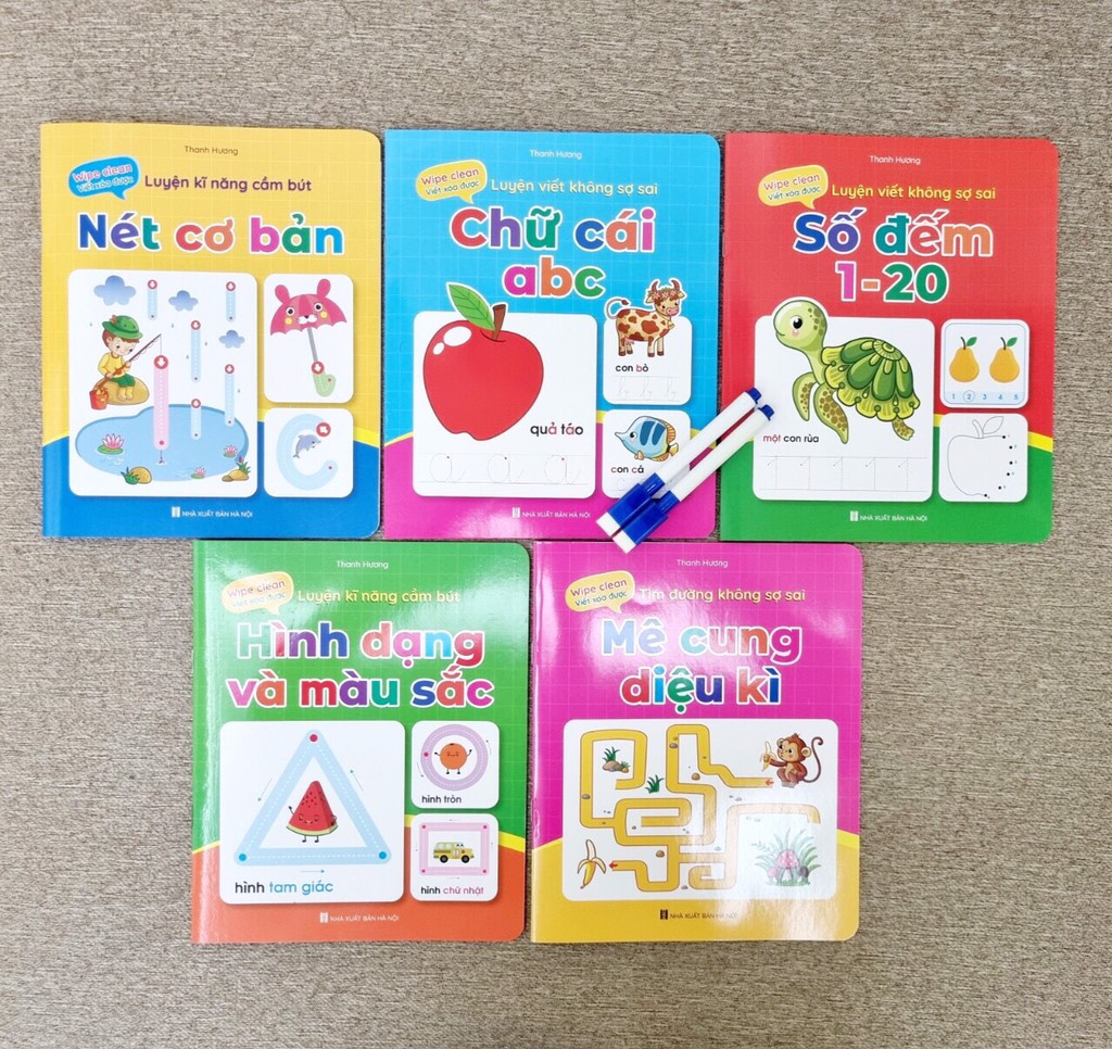 Bộ vở viết xóa được bộ chữ (5 quyển + 2 bút)