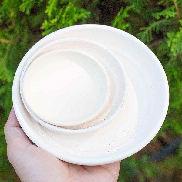 Đế lót chậu đất nung trắng 8 cm