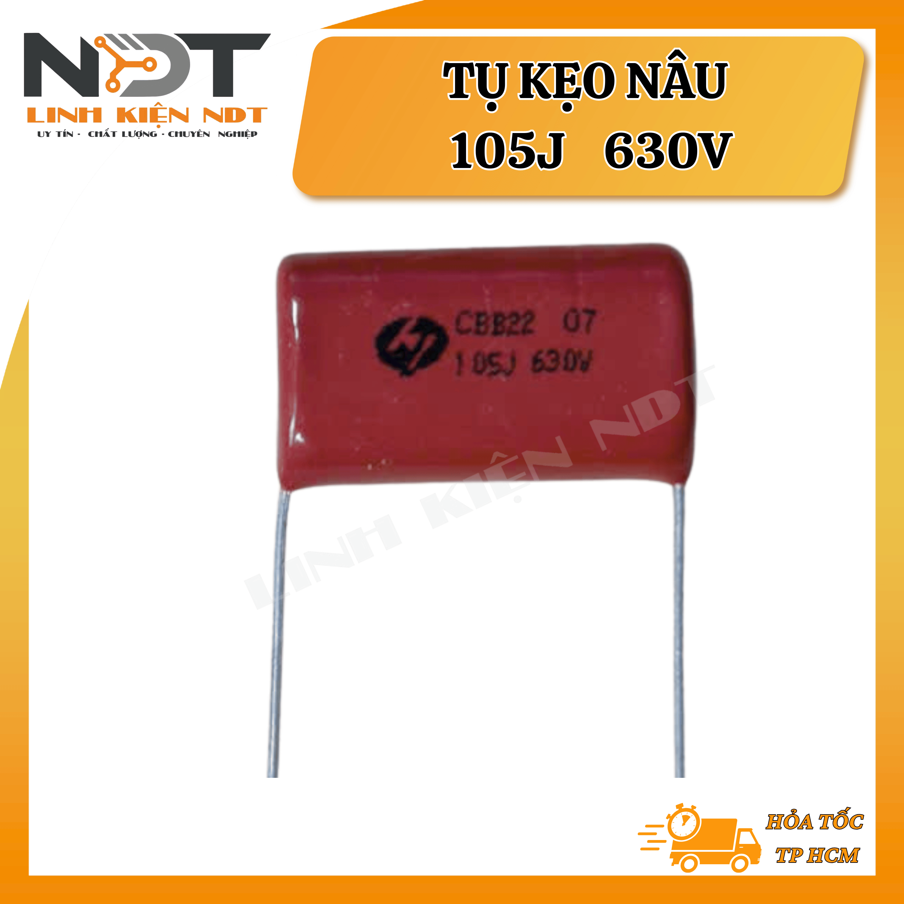 Tụ Kẹo Nâu Đỏ CBB22 105J 630V