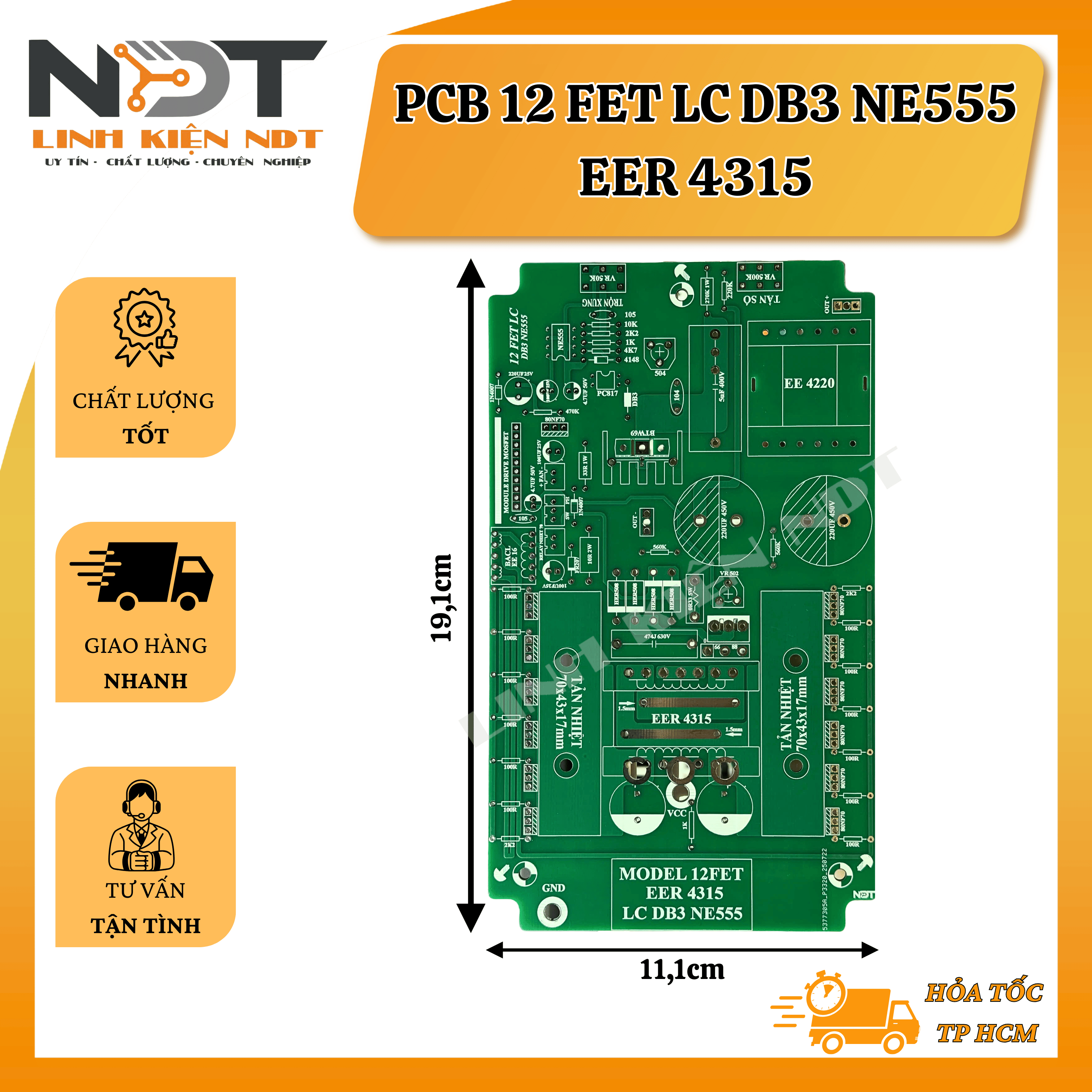 PCB 12 Fet LC DB3 NE555 EER 4315