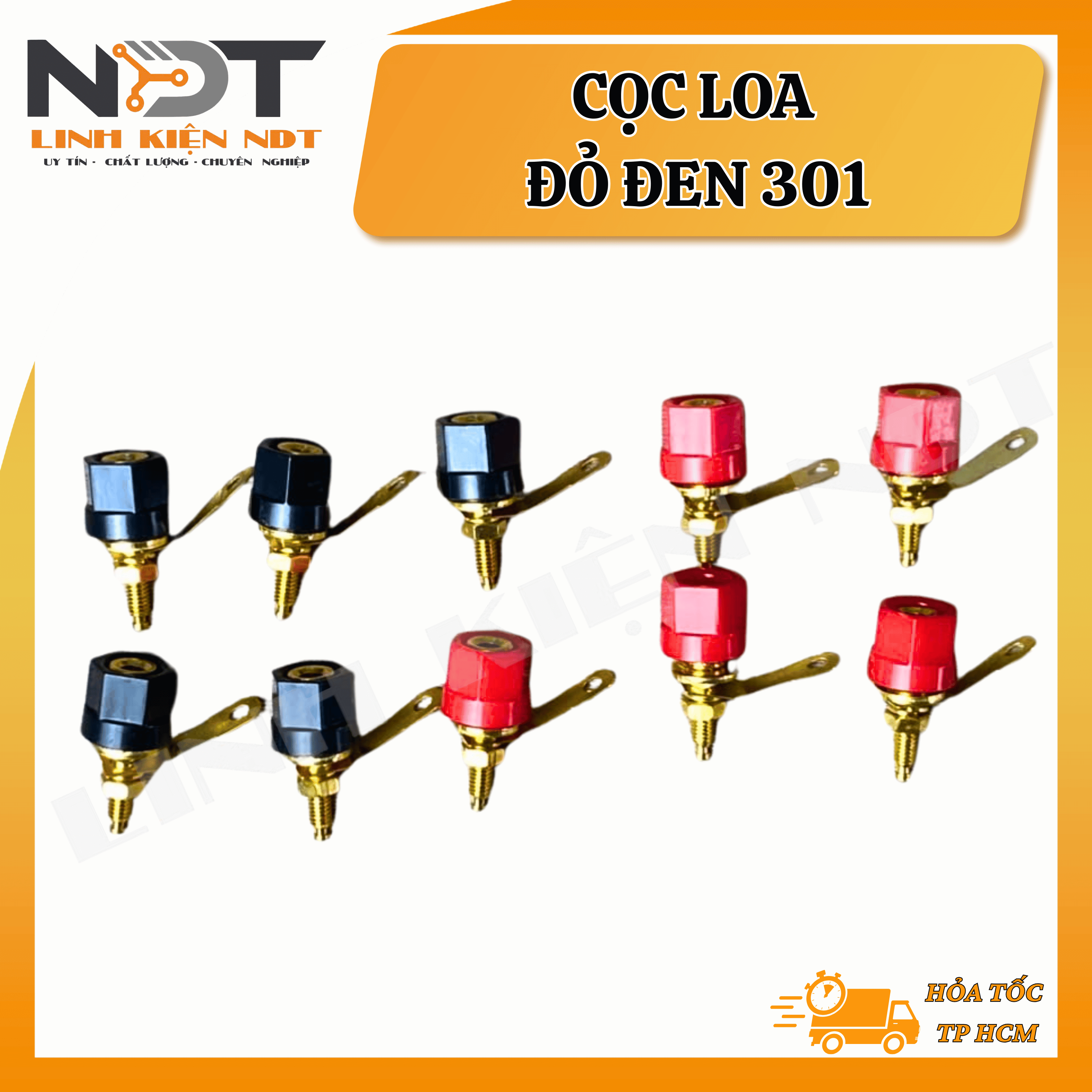 [ COMBO 5 CẶP ] Cọc Loa Đỏ Đen 301 - Linh Kiện NDT