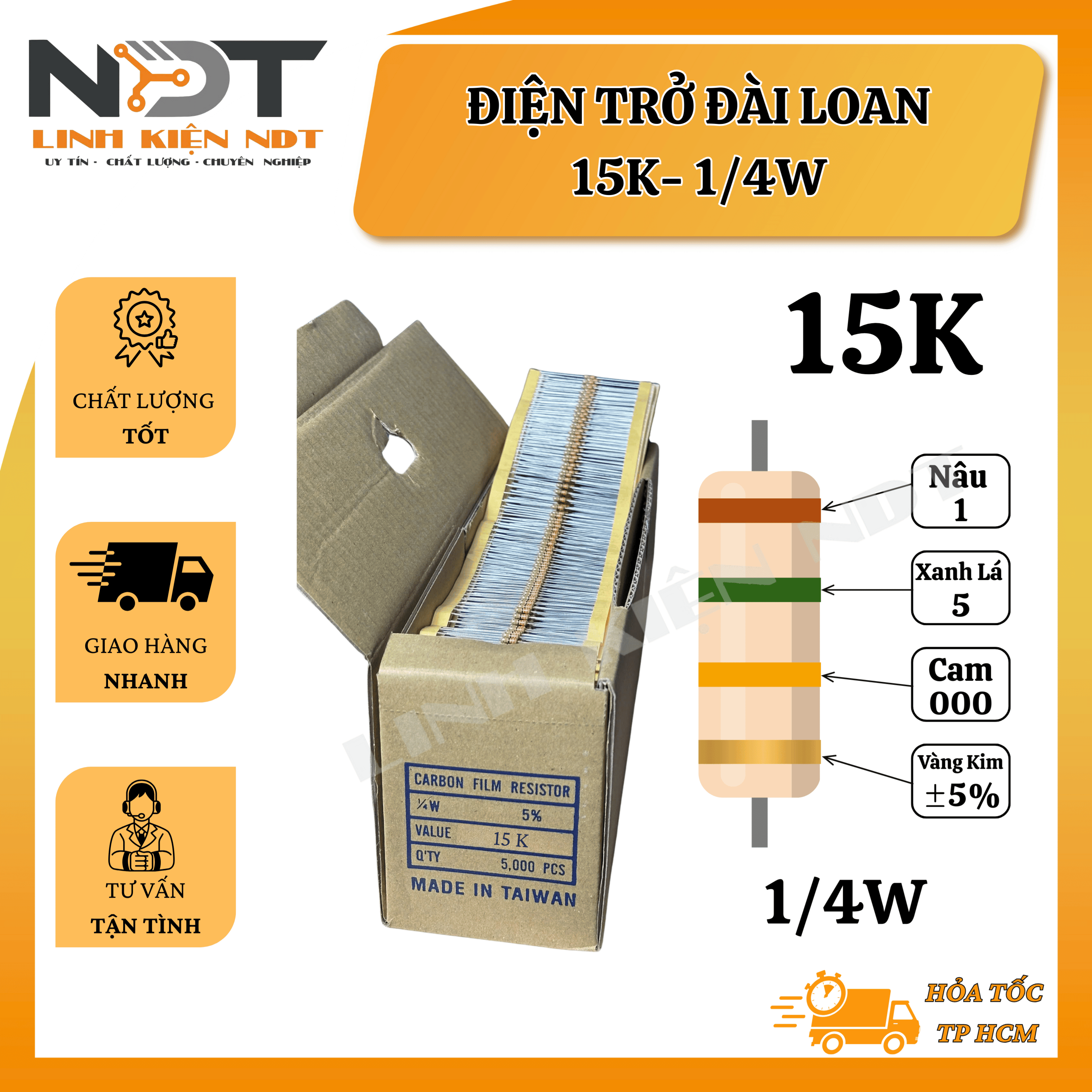 Set 100 Điện Trở 15K 1/4W Đài Loan - Linh Kiện NDT