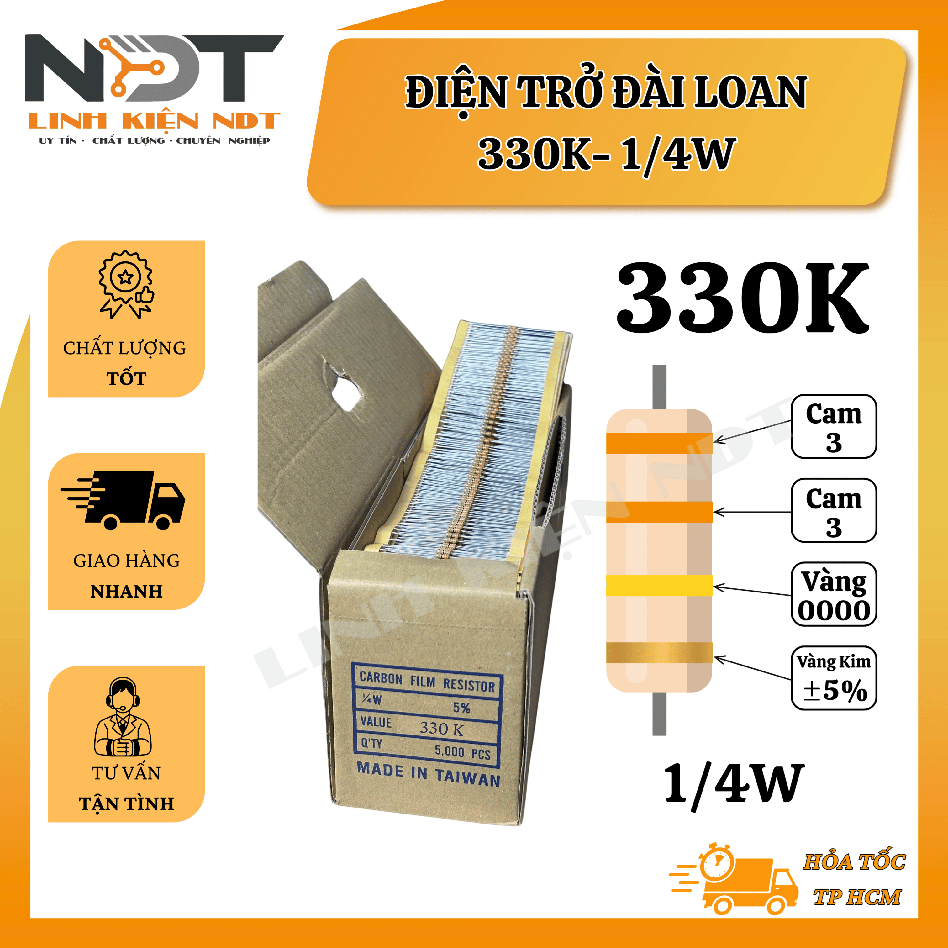 Set 100 Điện Trở 330K 1/4W Đài Loan - Linh Kiện NDT