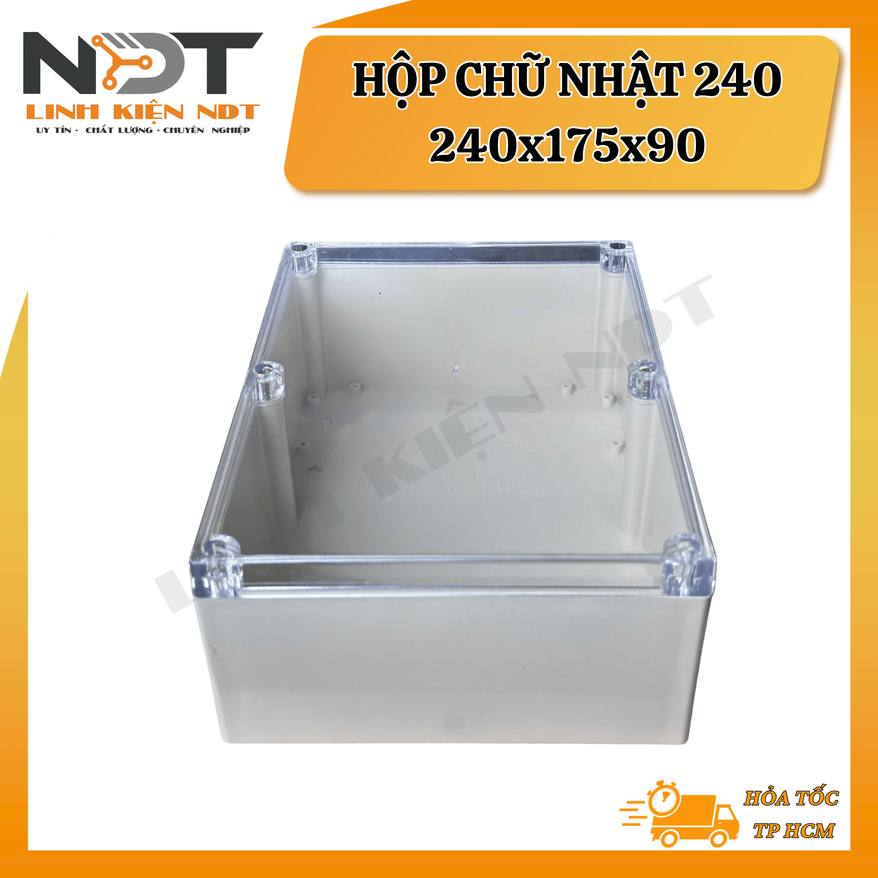 Hộp Nhựa ABS 240x175x90 Vy Anh Trắng Trong - Linh Kiện NDT