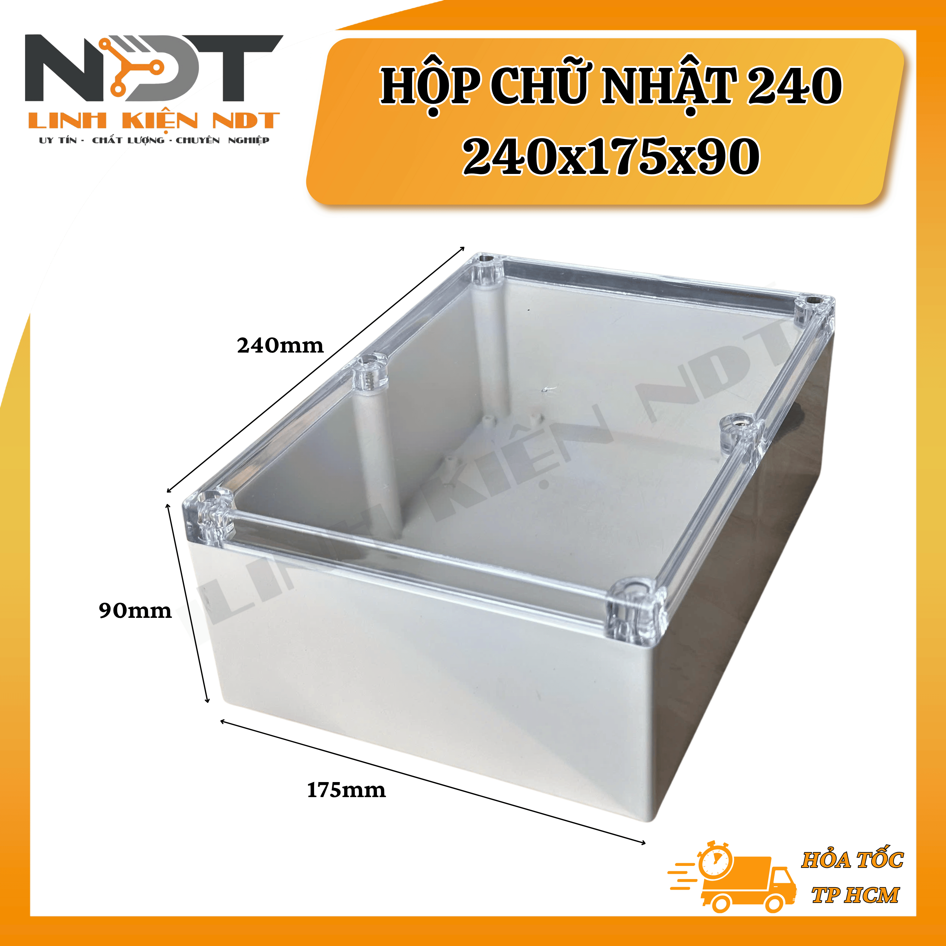 Hộp Nhựa ABS 240x175x90 Vy Anh Trắng Trong - Linh Kiện NDT