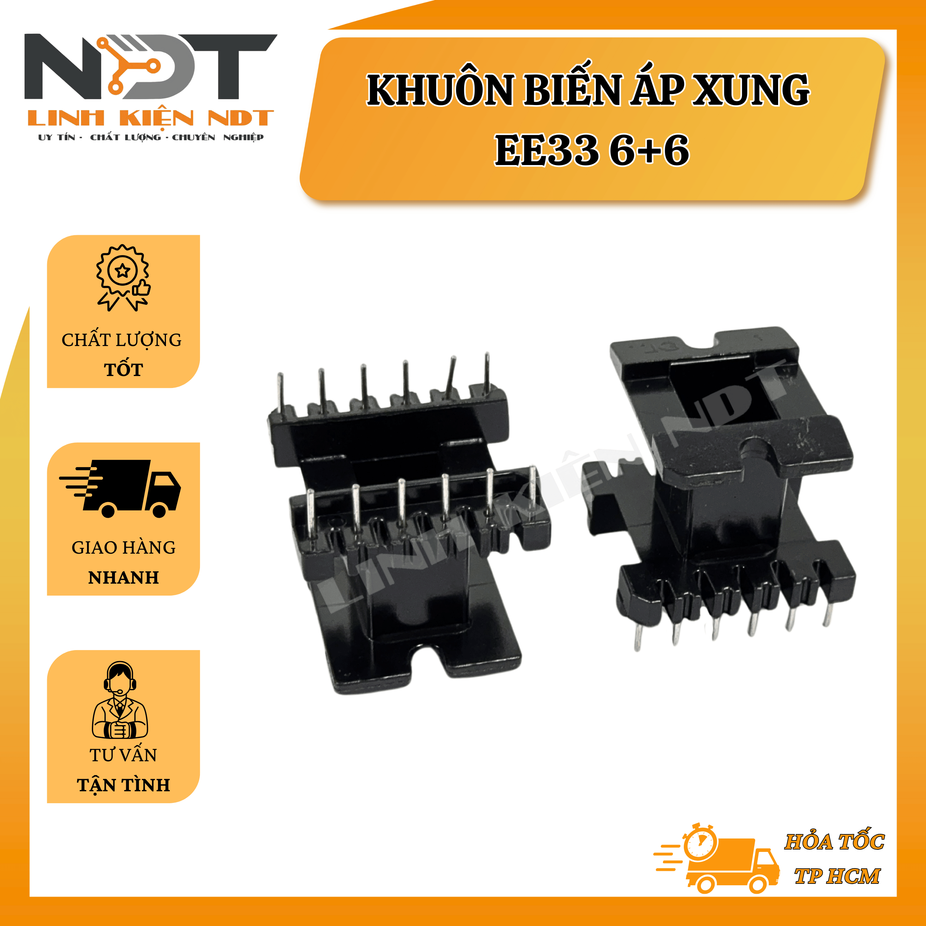 Khuôn Biến Áp Xung EE33 6+6 - Khuôn Cuộn Cảm EE33 - Linh Kiện NDT