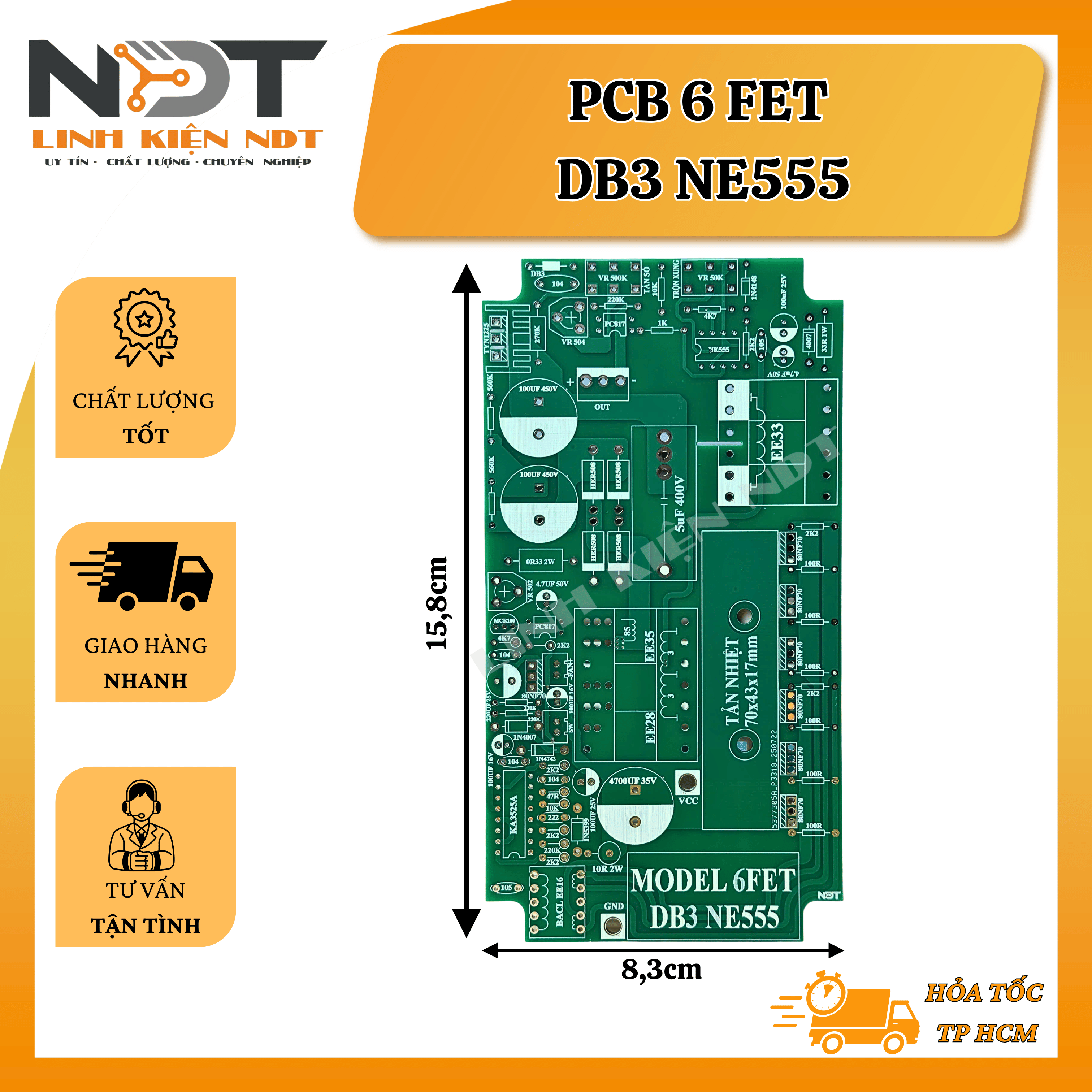 PCB 6 FET LC DB3 NE555 - Linh Kiện NDT