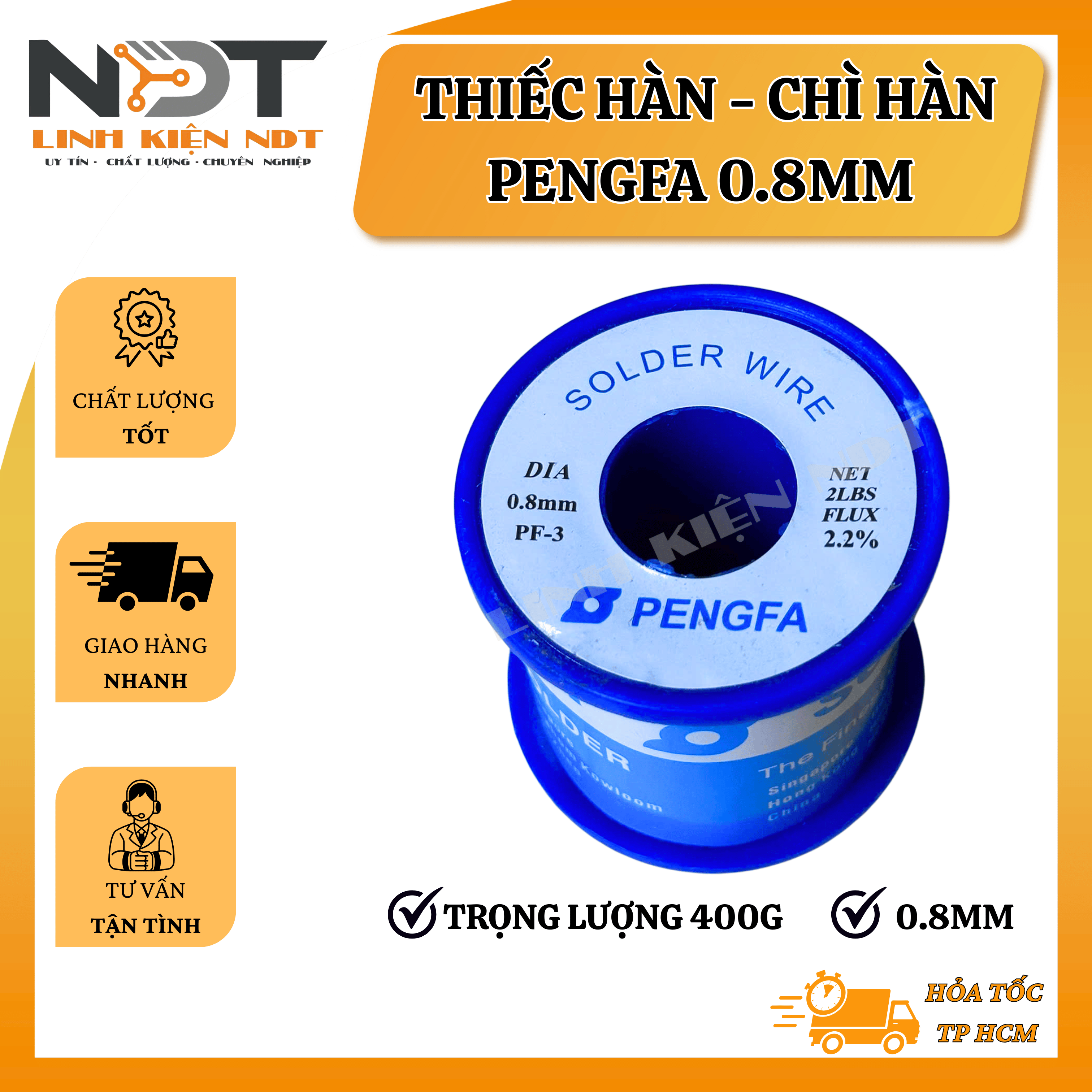 Chì Hàn Thiếc Hàn Pengfa Xanh Cuộn 400g - Linh Kiện NDT
