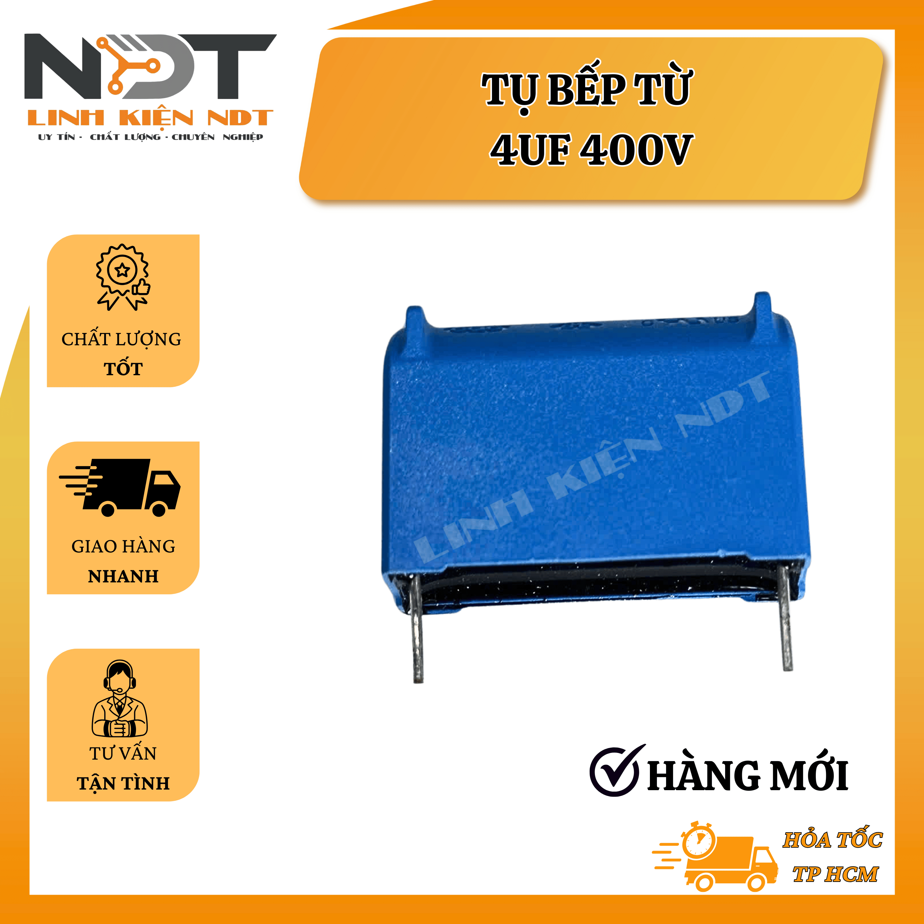 Tụ Bếp Từ 4uF 400V LoạI Đứng - Linh Kiện NDT