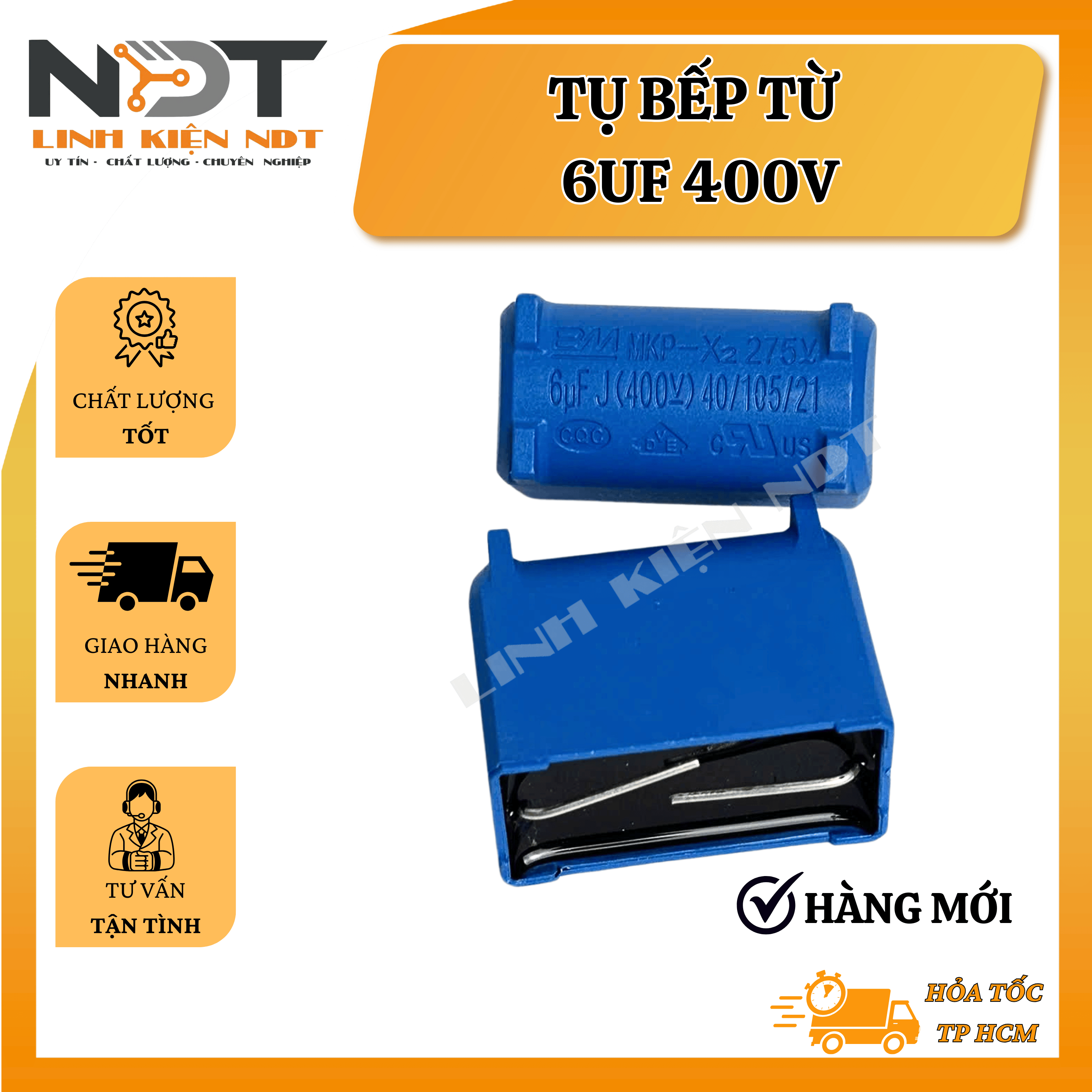 Tụ Bếp Từ 6uF 400V LoạI Đứng - Linh Kiện NDT