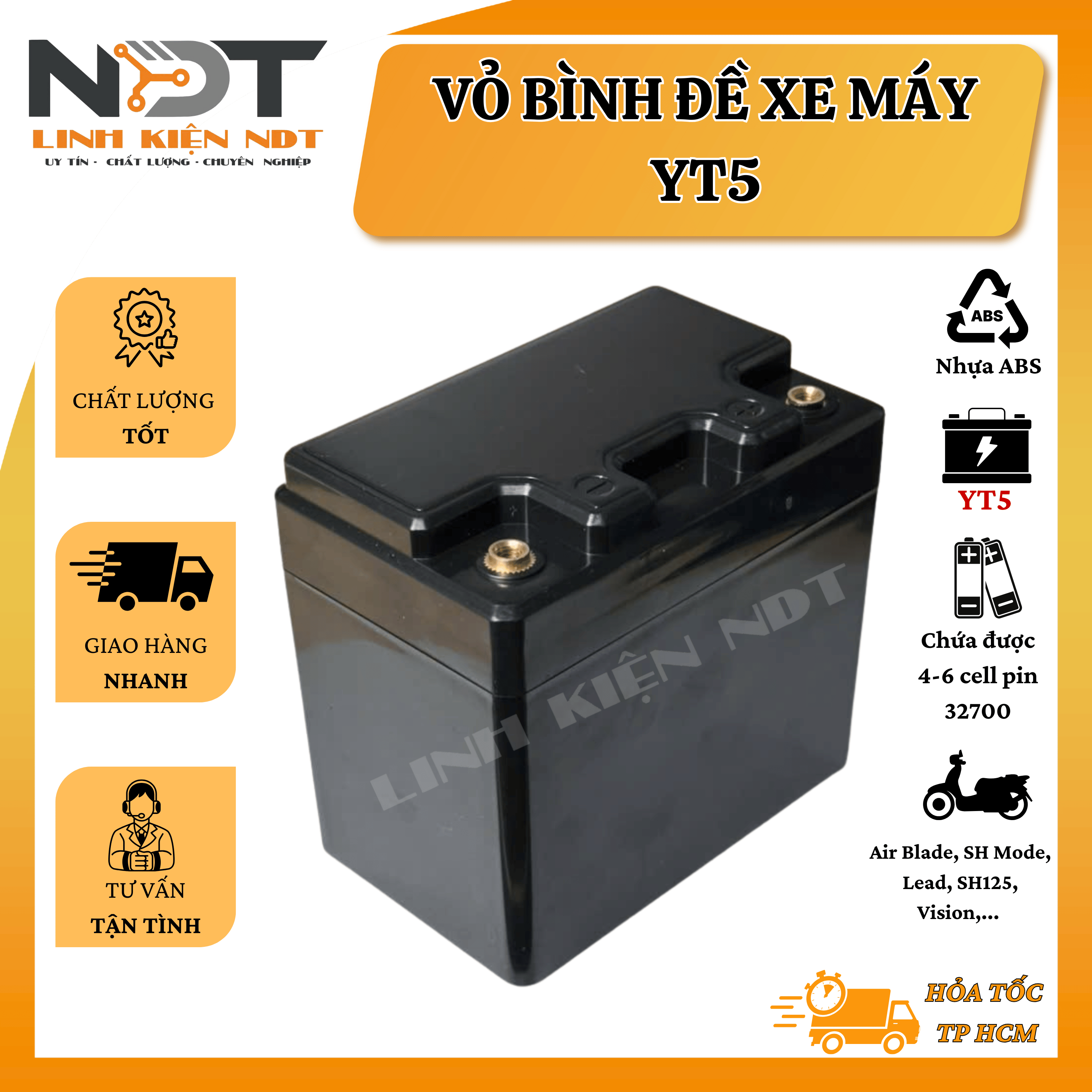 Vỏ Bình Đề Xe Máy YT5 - Chỉ Có Vỏ Hộp - Linh Kiện NDT