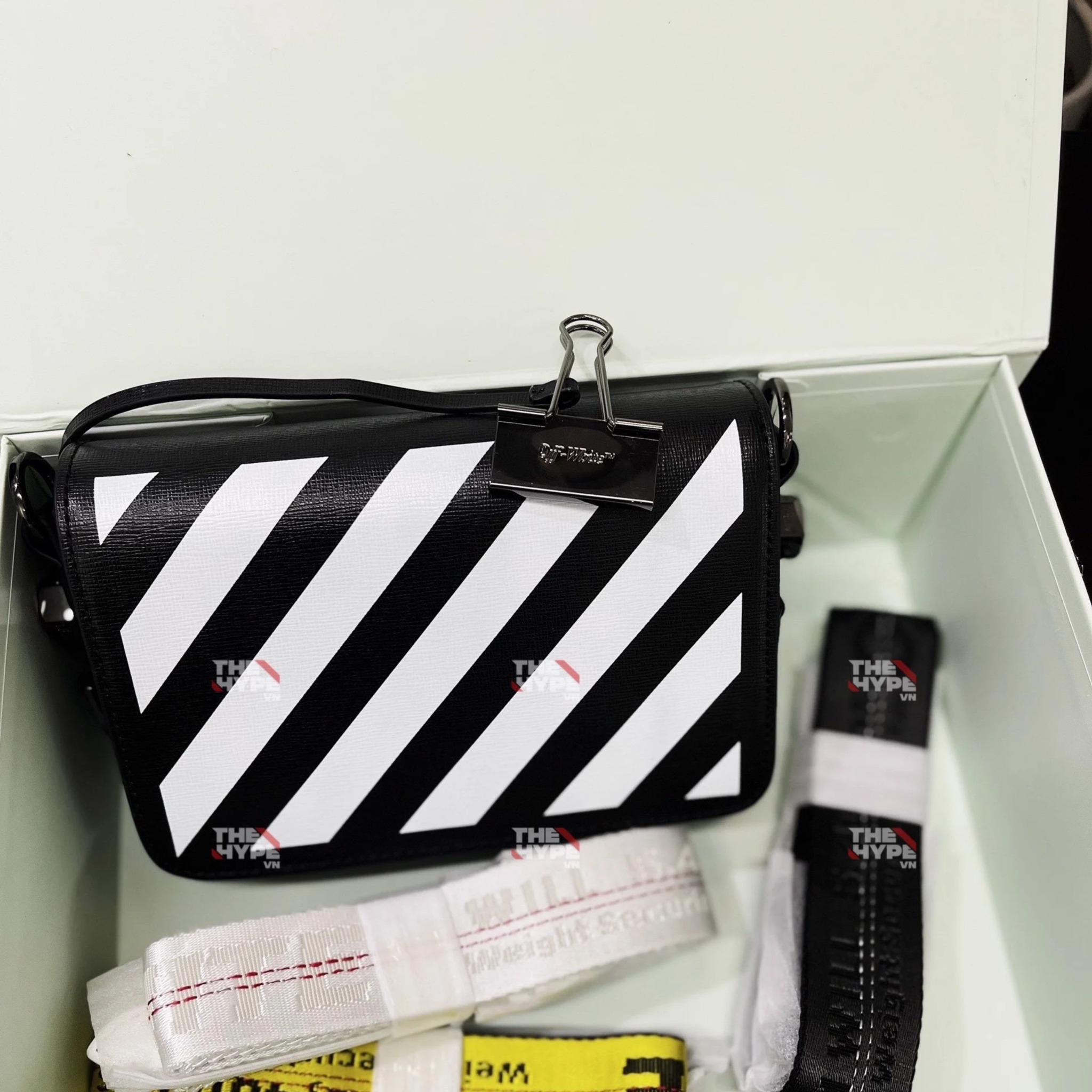 Túi Off-White Oblique Stripes size 1.0 (Đen) [Mirror Quality]