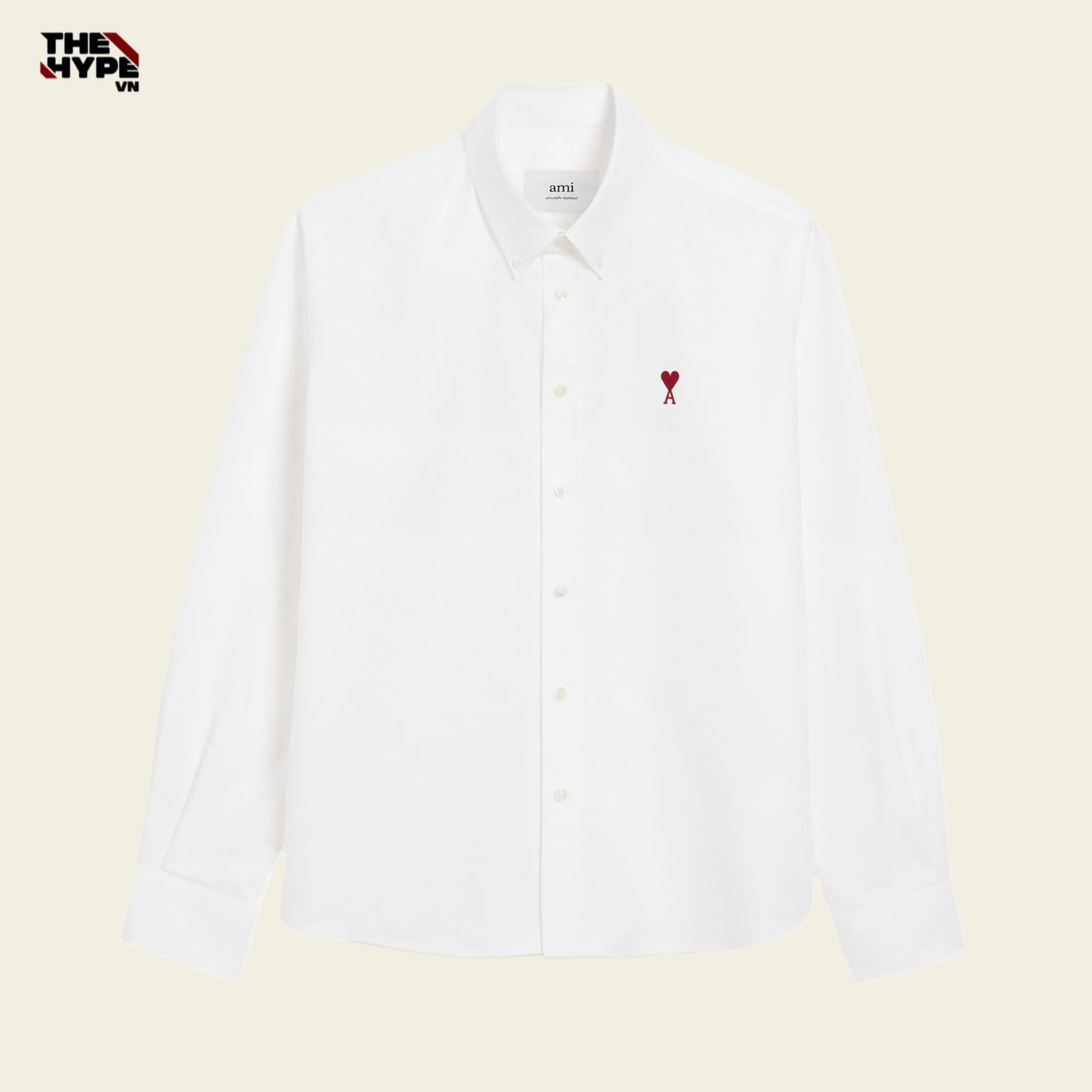 ÁO SƠ MI AMI PARIS HEART LONG SLEEVE (WHITE)