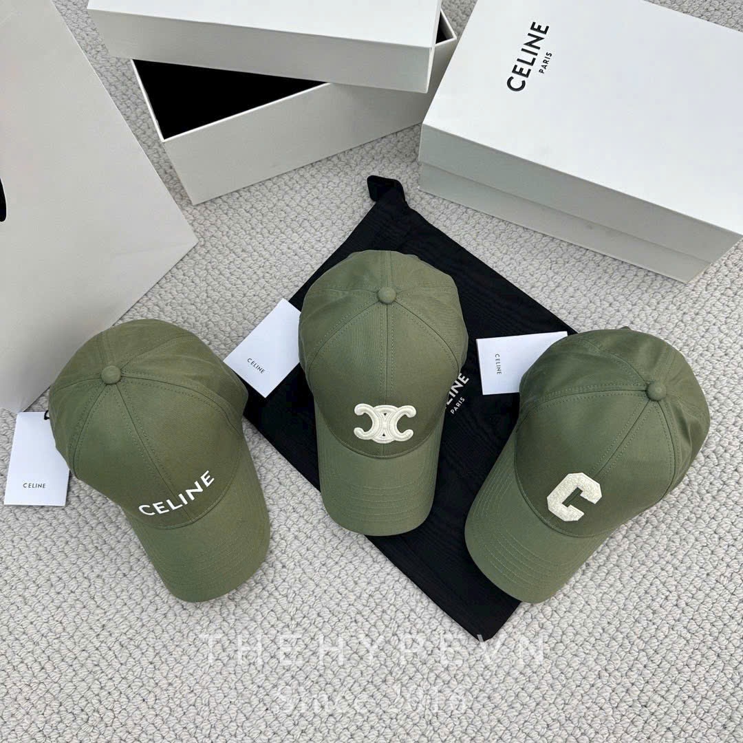 CELINE CAP- Mũ Lưỡi Trai Celine Logo Thêu (Green) [MIRROR QUALITY]