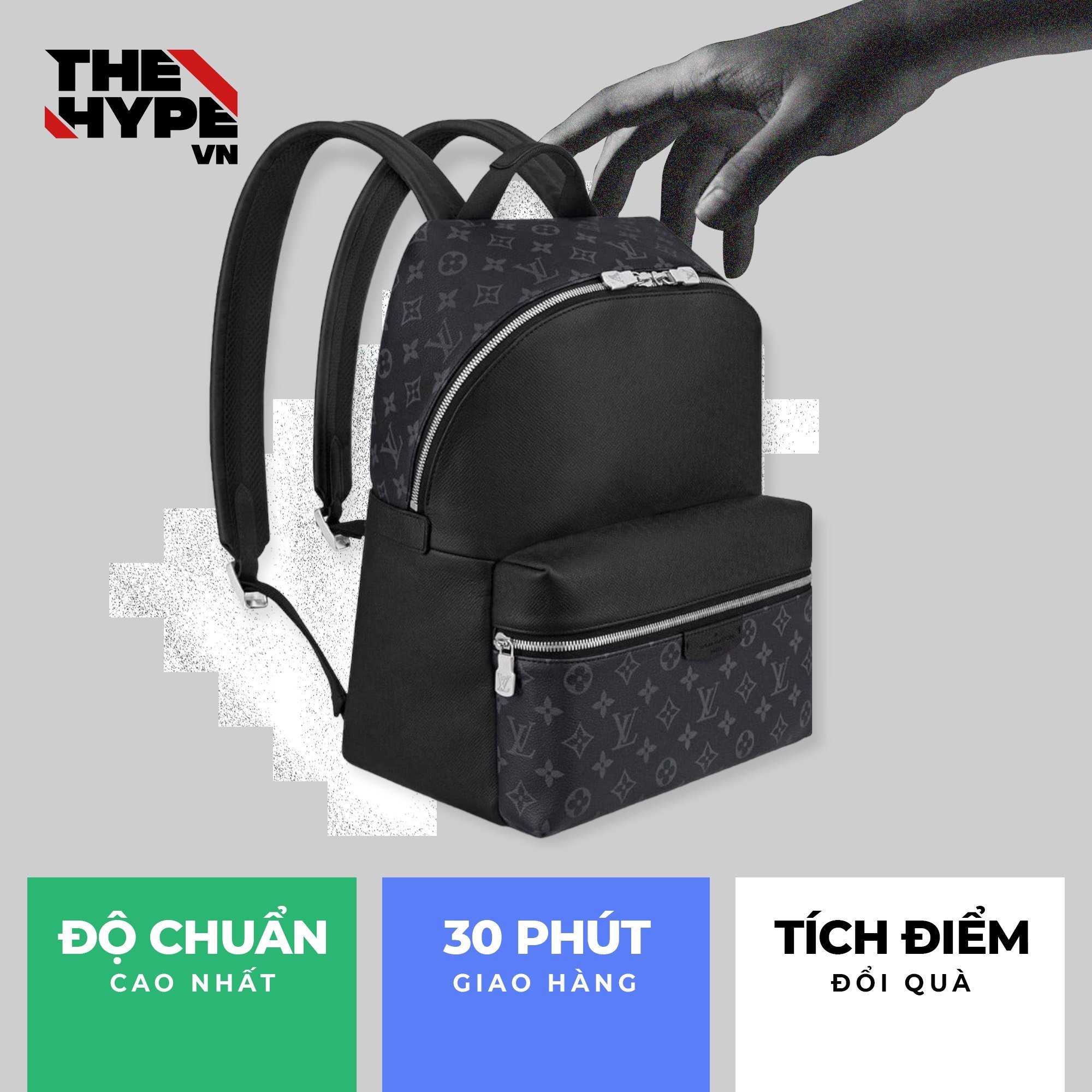 Balo Louis Vuitton Discovery Backpack Monogram Eclipse Taiga (Black) [Mirror Quality]