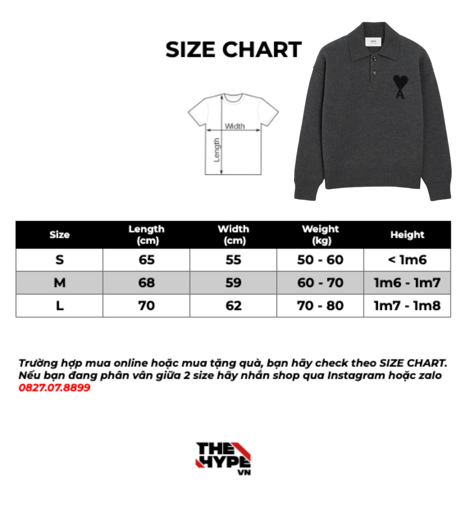 ÁO SWEATER AMI PARIS WOOL POLO (HEATHER GREY)