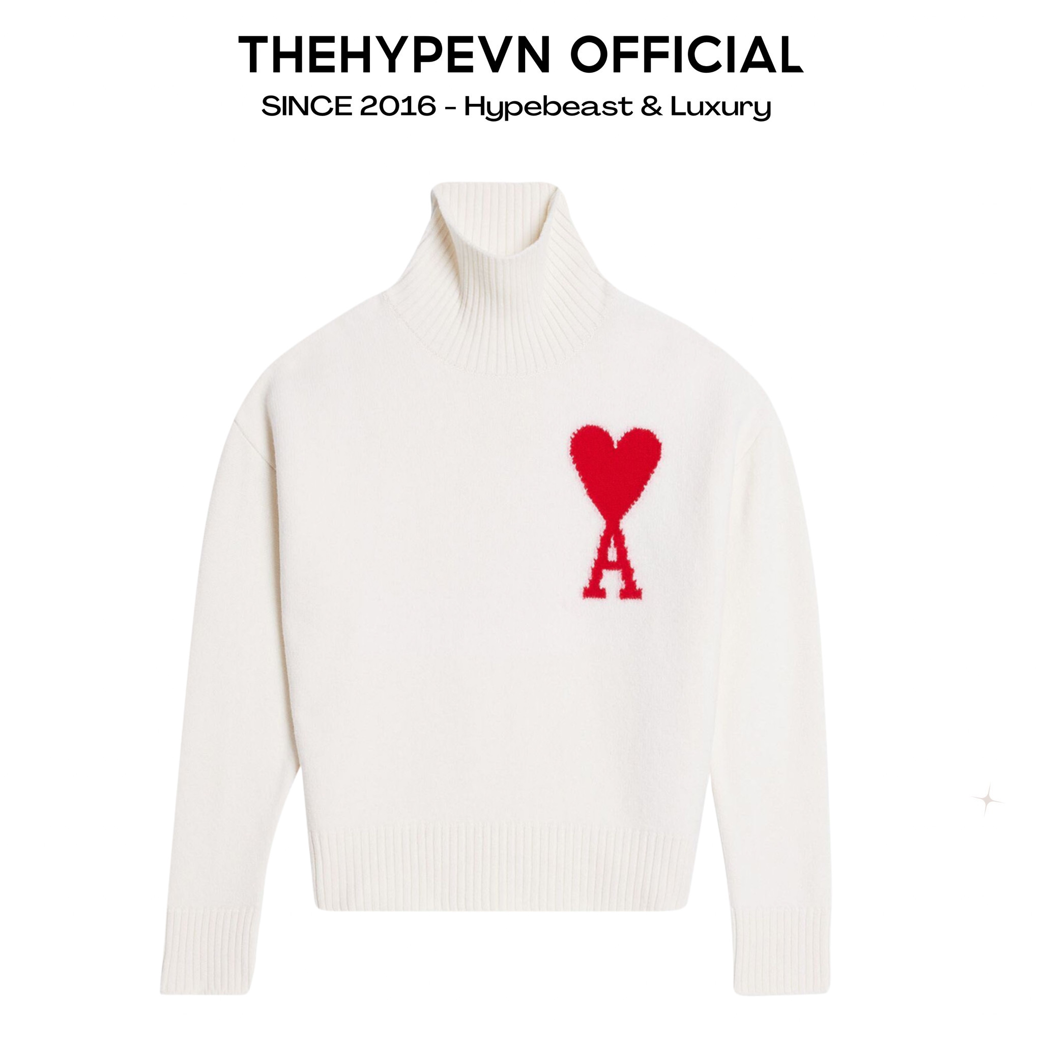 ÁO SWEATER AMI PARIS HEART FUNNEL NECK (BLACK)