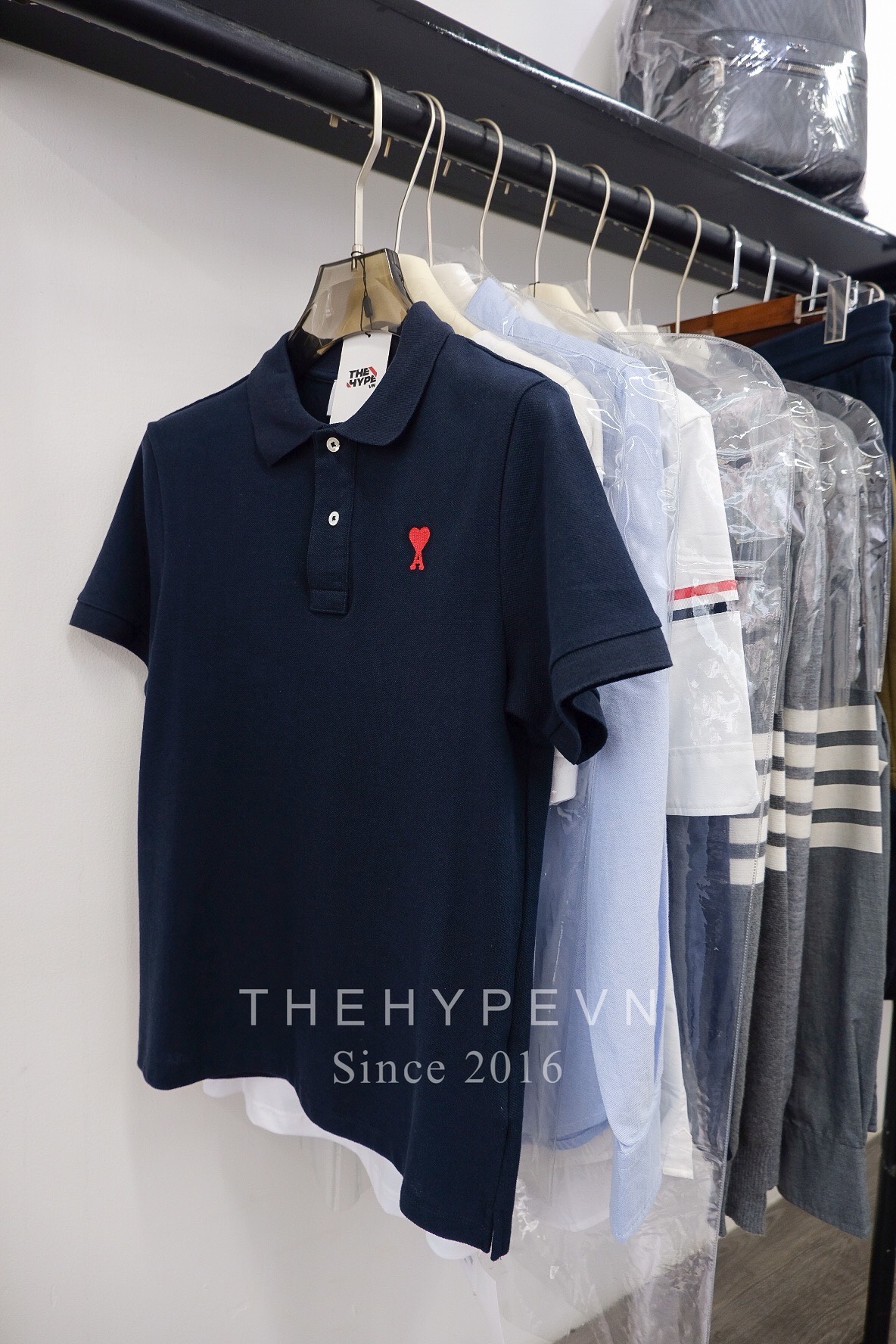 ÁO POLO AMI PARIS SMALL HEART LOGO COTTON (NAVY)