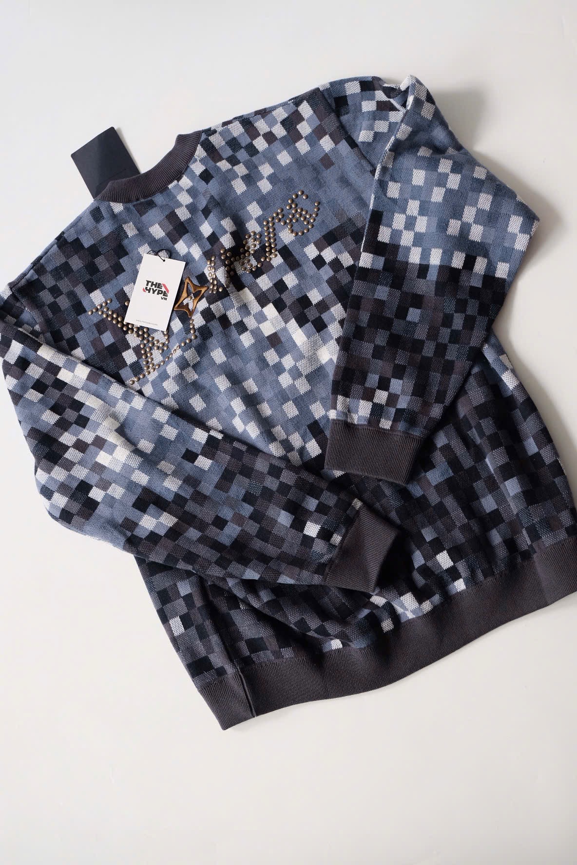 ÁO SWEATER LOUIS VUITTON LV DAMOFLAGE MARQUE (NAVY)