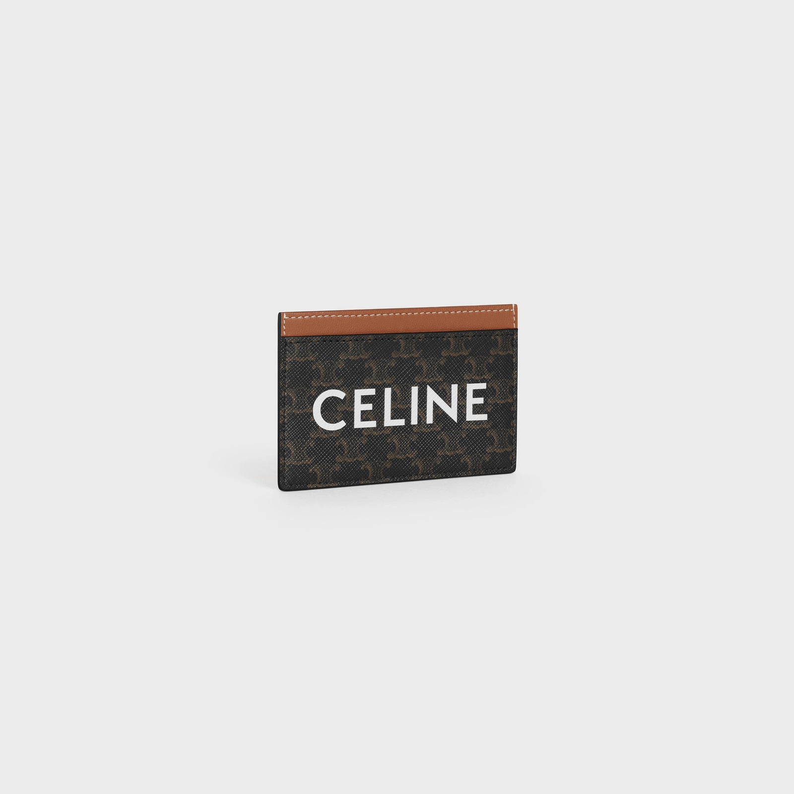 Card Holder Celine in Triomphe Canvas with Print (Tan) [MIRROR QUALITY]