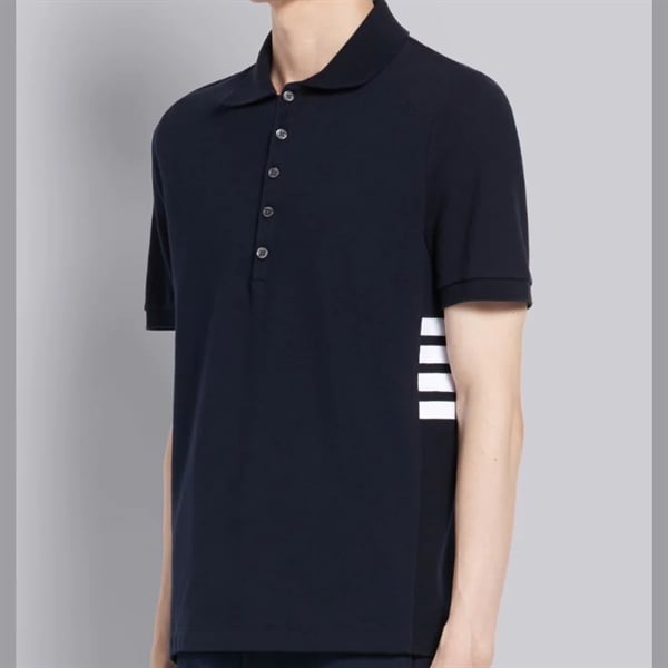 THOM BROWNE POLO - Áo Polo TB Side Stripes Insert (Navy)[MIRROR QUALITY]