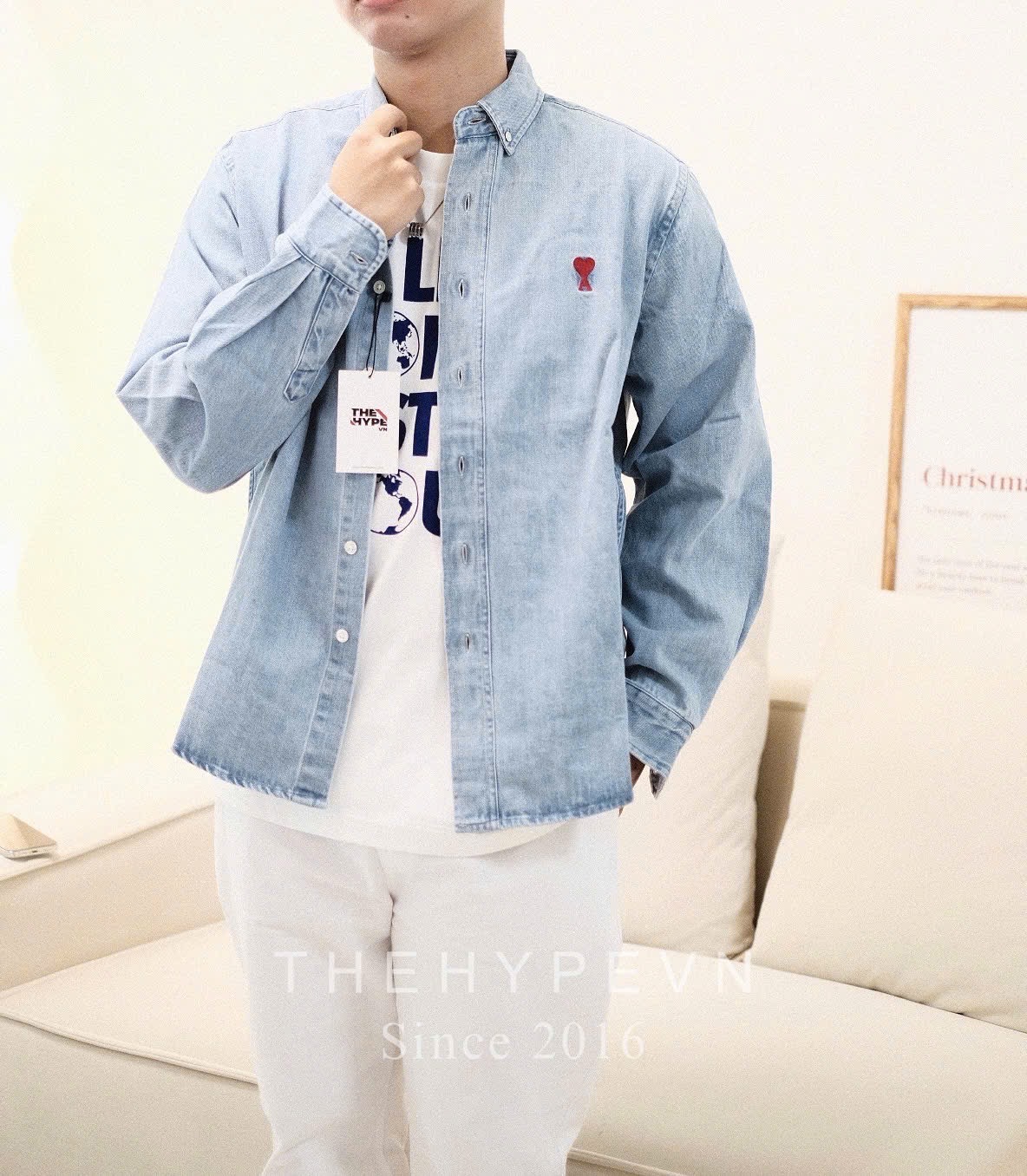 ÁO SƠ MI AMI PARIS CHEMISE HEART (BLUE DENIM)