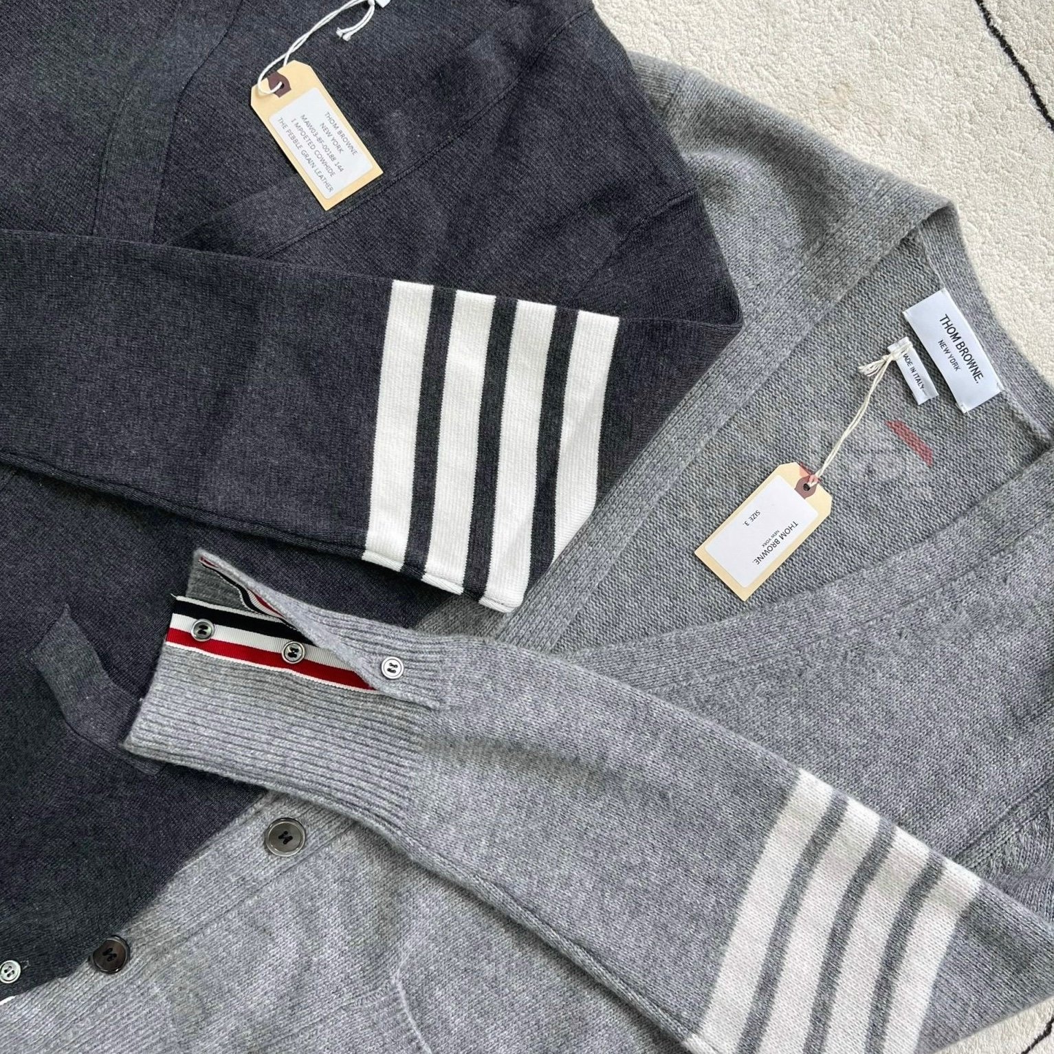 THOM BROWNE CARDIGAN - Áo khoác TB Cashmere Crewneck Pullover (Grey) [Mirror quality]