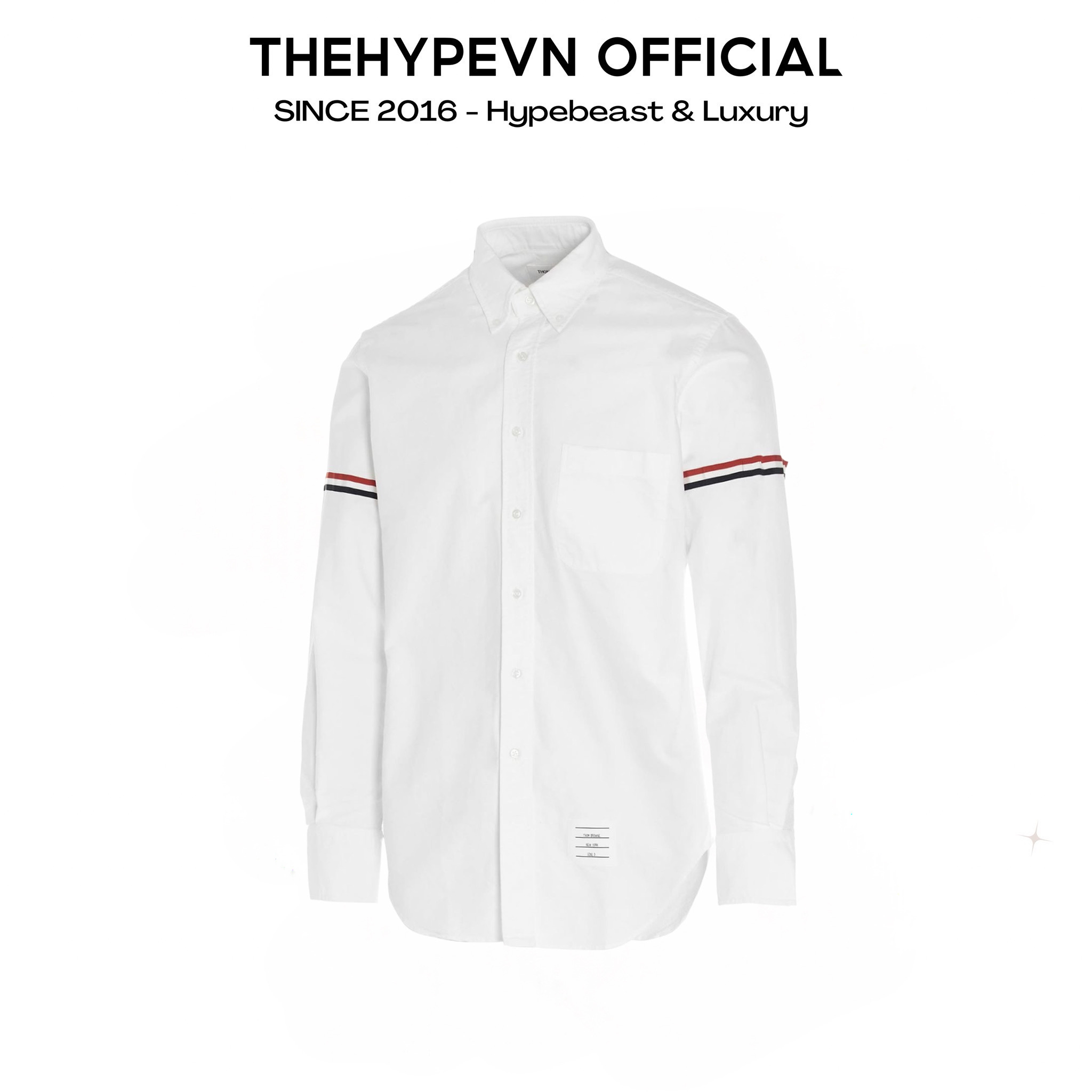 ÁO SƠ MI THOM BROWNE TB GROSGRAIN ARM BAND SOLID POPLIN (SỌC TAY)
