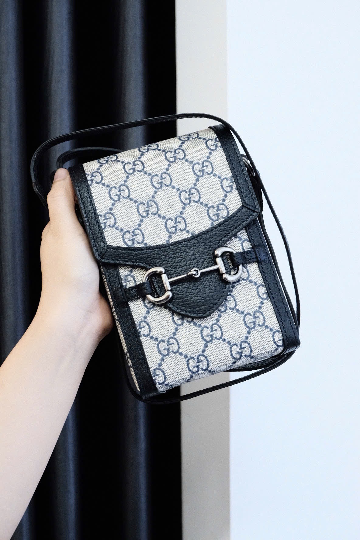 TÚI GUCCI GC HORSEBIT 1955 PHONE BAG (BLACK)