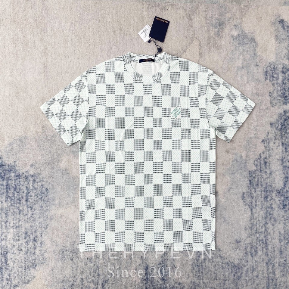 Áo Thun Louis Vuitton LV Damier Monogram (Blue-Green) [Mirror Quality]