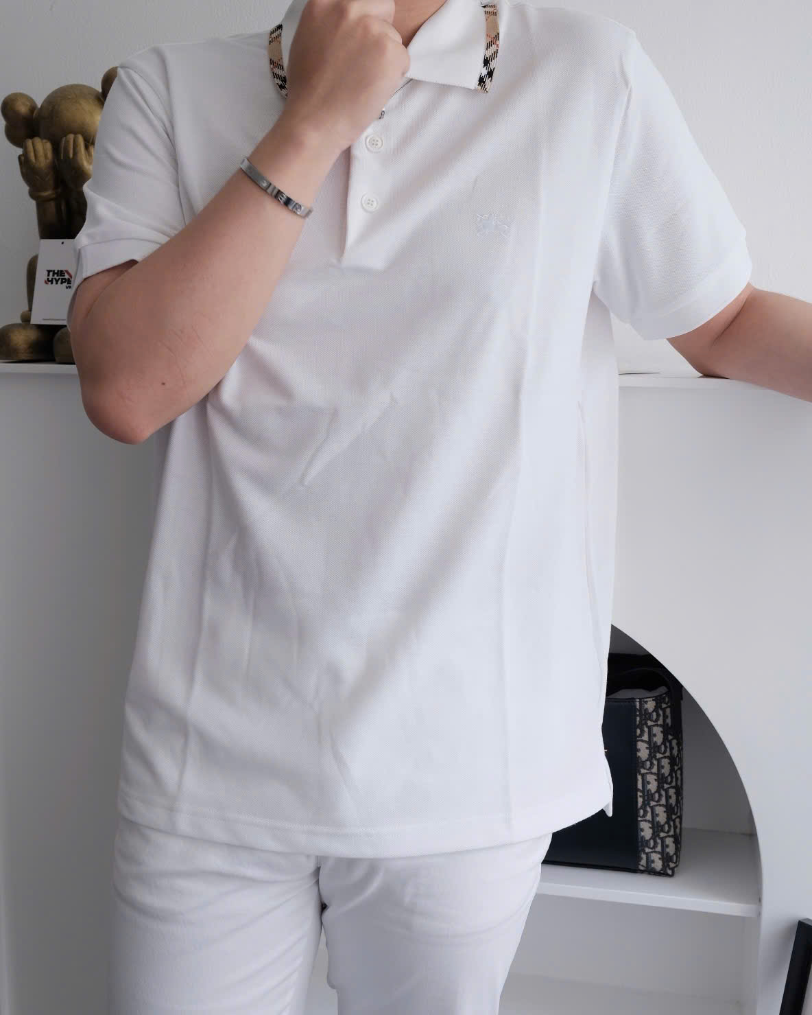 ÁO POLO BURBERRY BBR CHECK TRIM (WHITE)