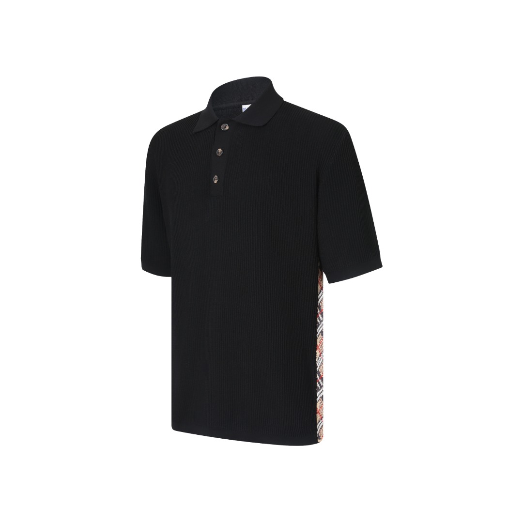ÁO POLO BURBERRY RIBBED KNIT SHORT-SLEEVE (BLACK)