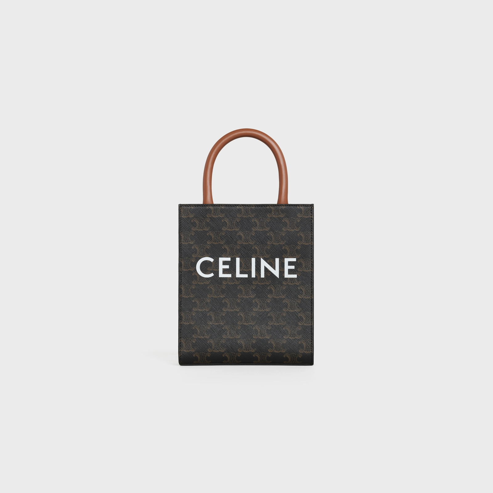 Túi Celine MINI VERTICAL CABAS IN TRIOMPHE CANVAS AND CALFSKIN WITH CELINE PRINT (Tan) [MIRROR QUALITY]