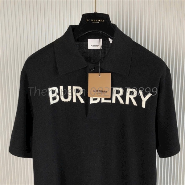 Áo Polo Burberry BBR Wool Logo Printed (White) (Black) [Mirror Quality]