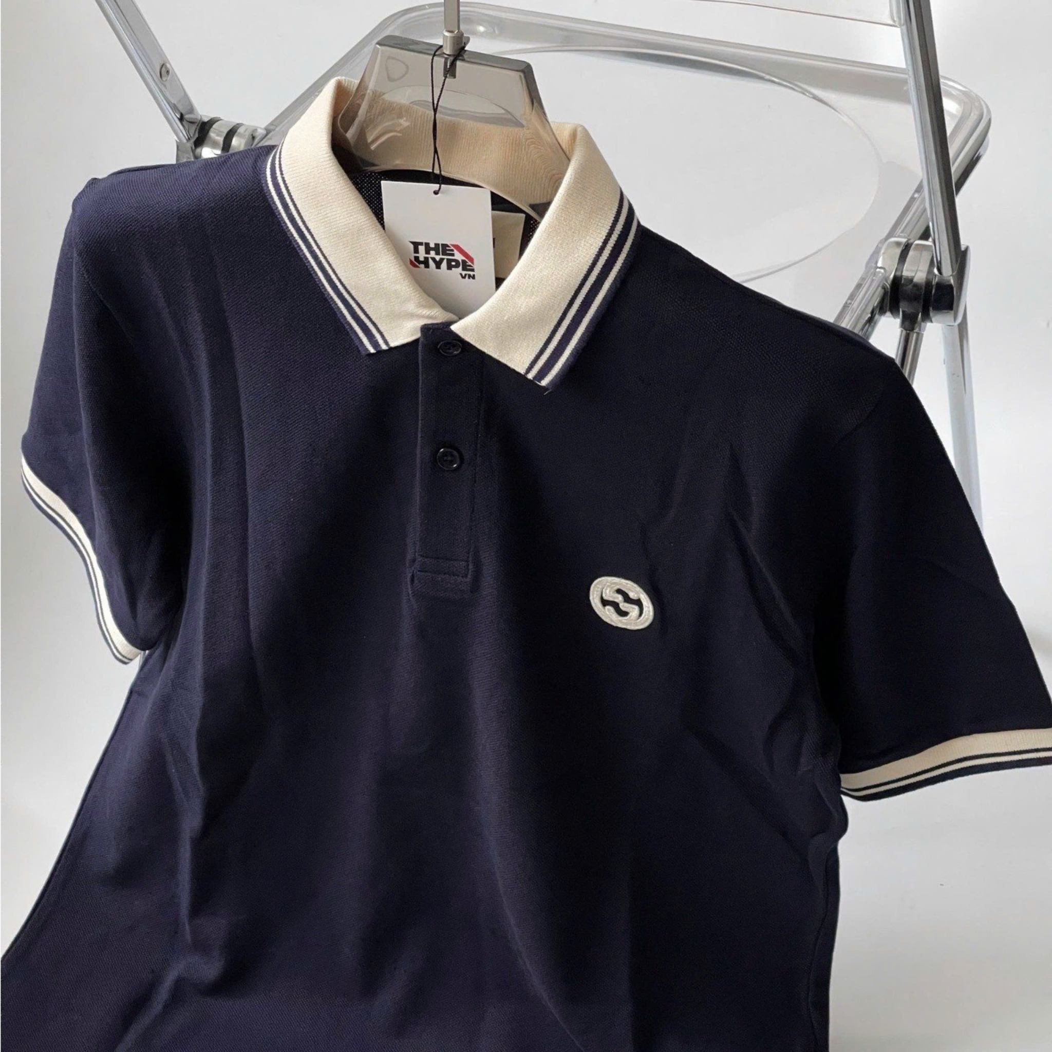 Áo Polo Gucci GC With Interlocking G (Navy) [Mirror Quality]