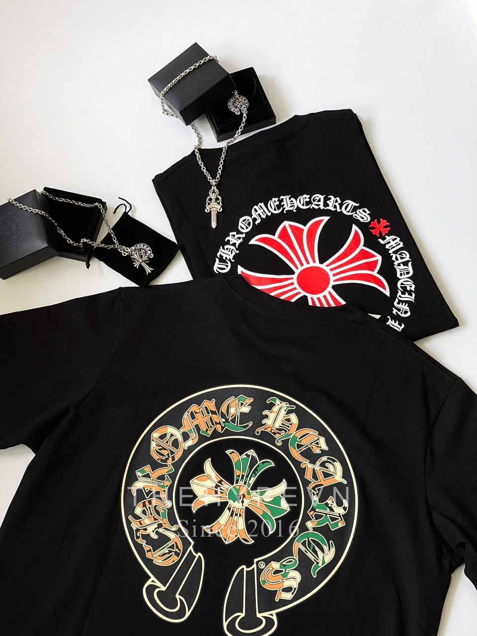 Áo Thun Chrome Hearts CH Black & Red Plus Cross (Black) [Mirror Quality]