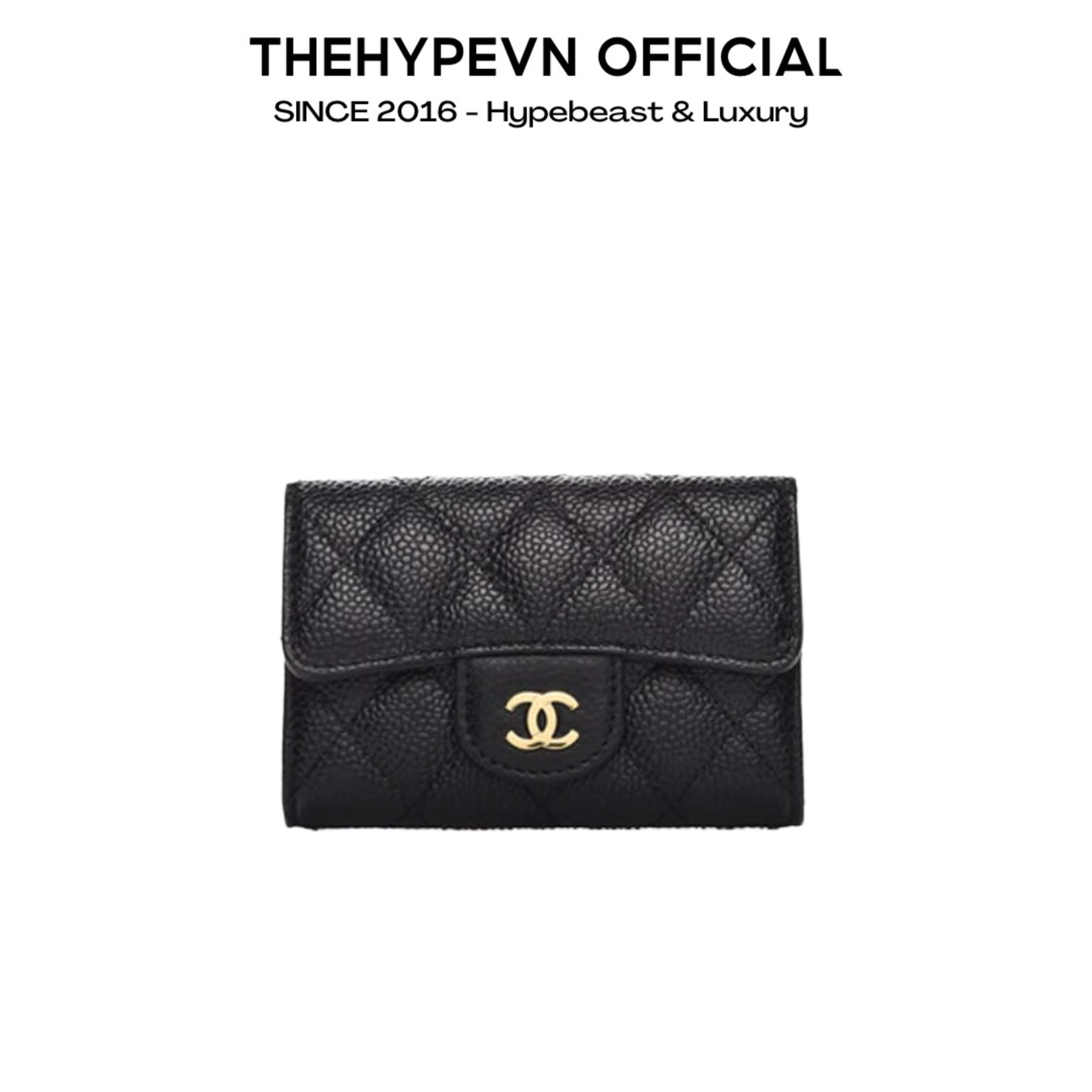 CHANEL CARD HOLDER - Card Holder Quilted Caviar Gold-tone (Black) [Mirror Quality]