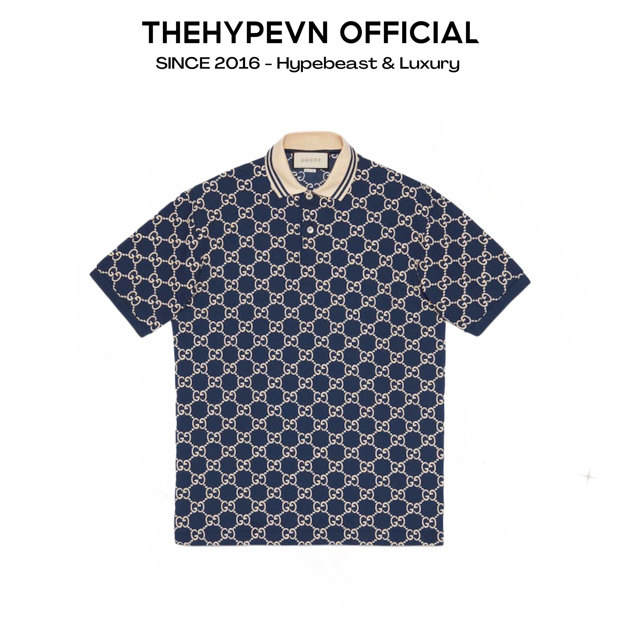 GUCCI POLO - Áo Có Cổ Gucci GG Stretch Cotton (Dark Blue) [Mirror Quality]