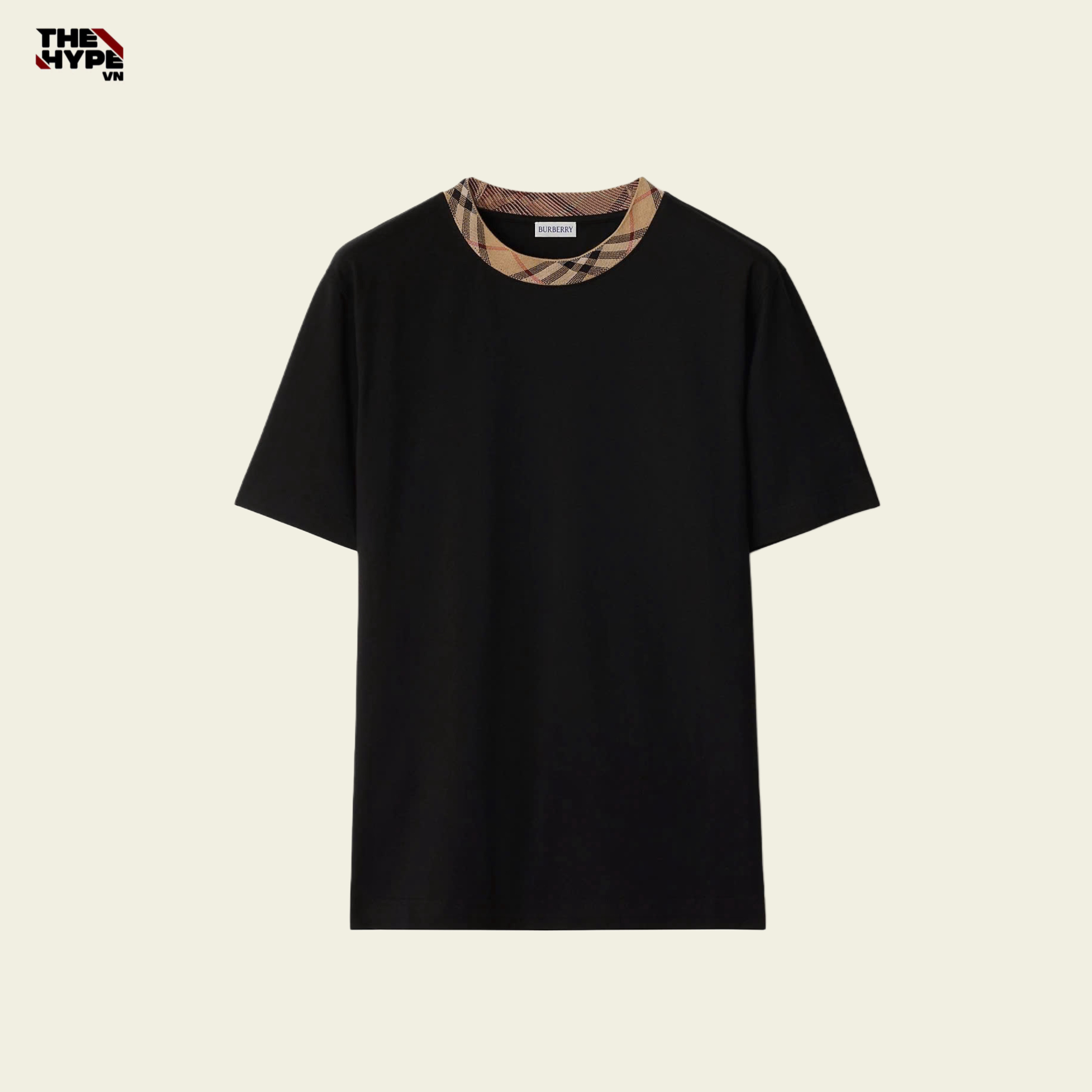 ÁO THUN BURBERRY CHECKED TRIM (BLACK)