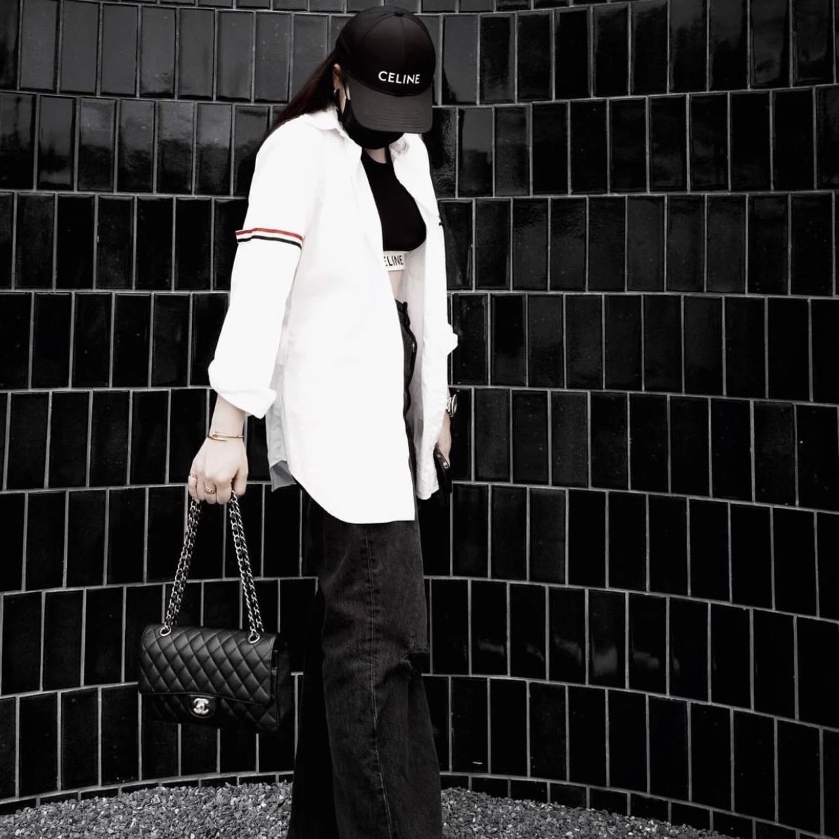 ÁO SƠ MI THOM BROWNE TB GROSGRAIN ARM BAND SOLID POPLIN (SỌC TAY)