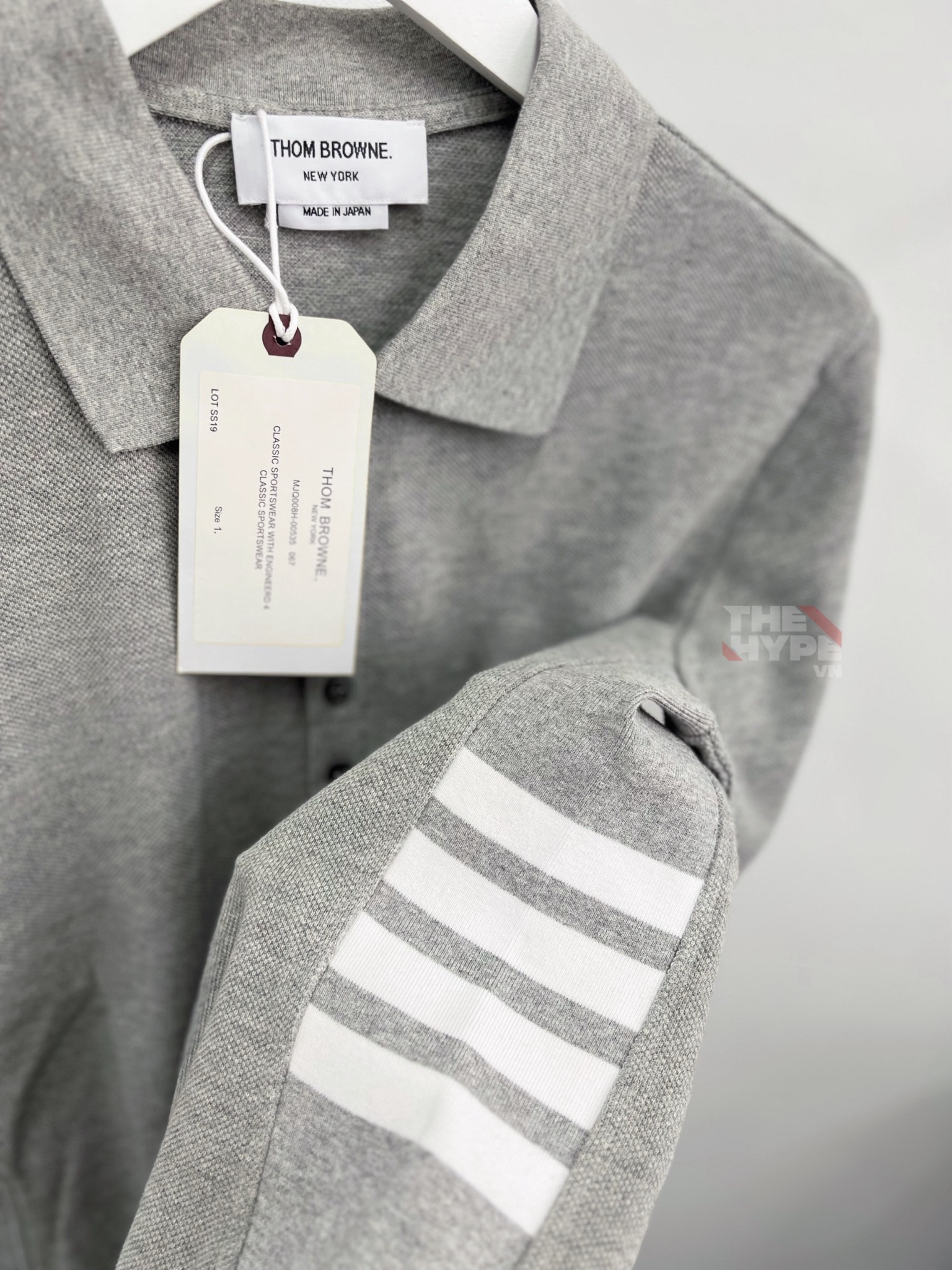 THOM BROWNE POLO - Áo Polo TB Side Stripes Insert (Xám)[MIRROR QUALITY]