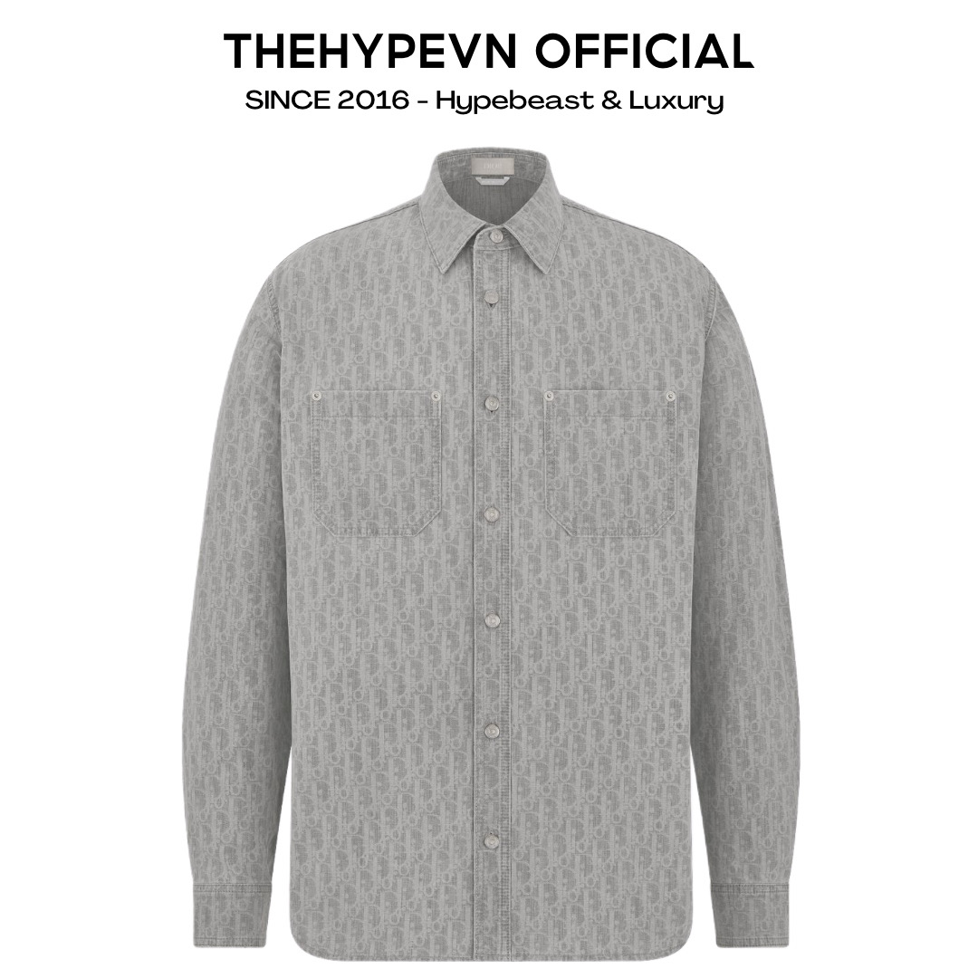ÁO SƠ MI DIOR OBLIQUE DENIM PATCH POCKET JACKET (GRAY)