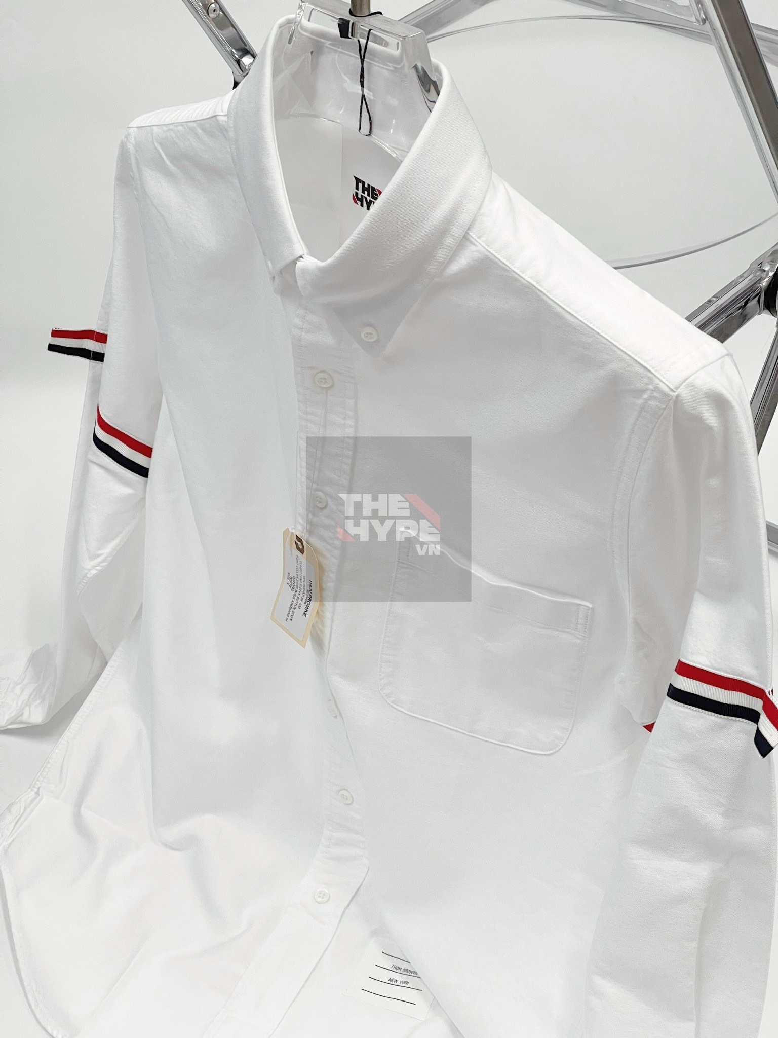 ÁO SƠ MI THOM BROWNE TB GROSGRAIN ARM BAND SOLID POPLIN (SỌC TAY)