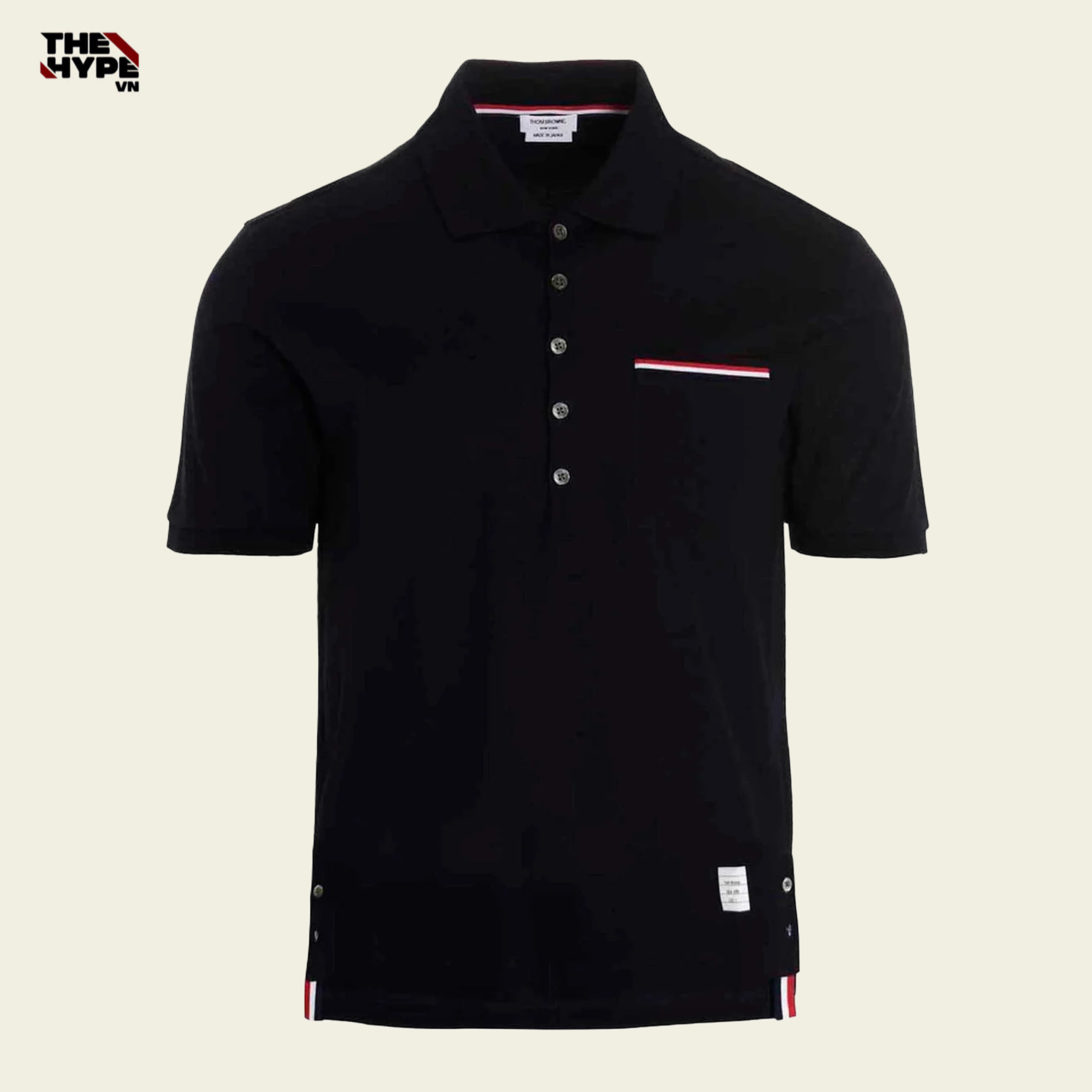 ÁO POLO THOM BROWNE RWB POCKET PATCH (NAVY)